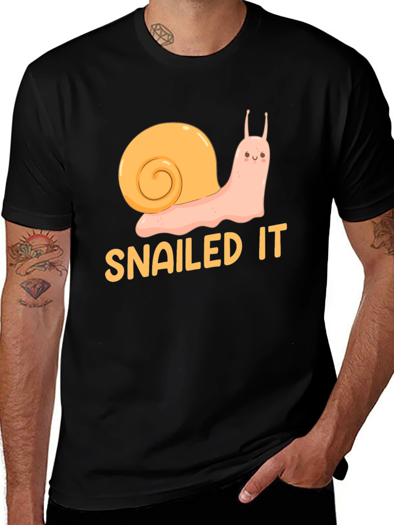 Variant 12 of Snailed It! Funny Snail Graphic T-Shirt - Black Cotton Tee