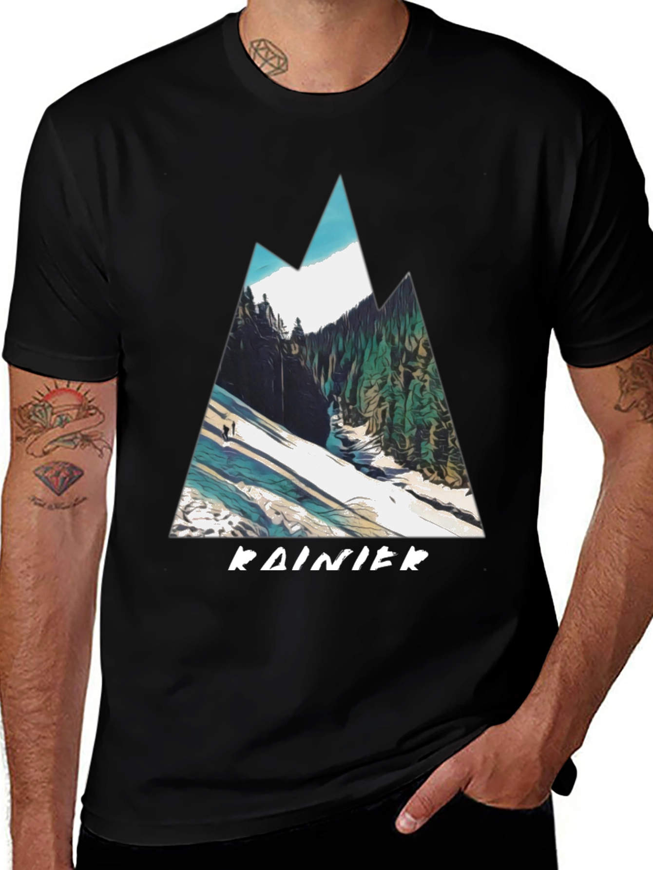 Rainier Mountain Graphic Tee - Black