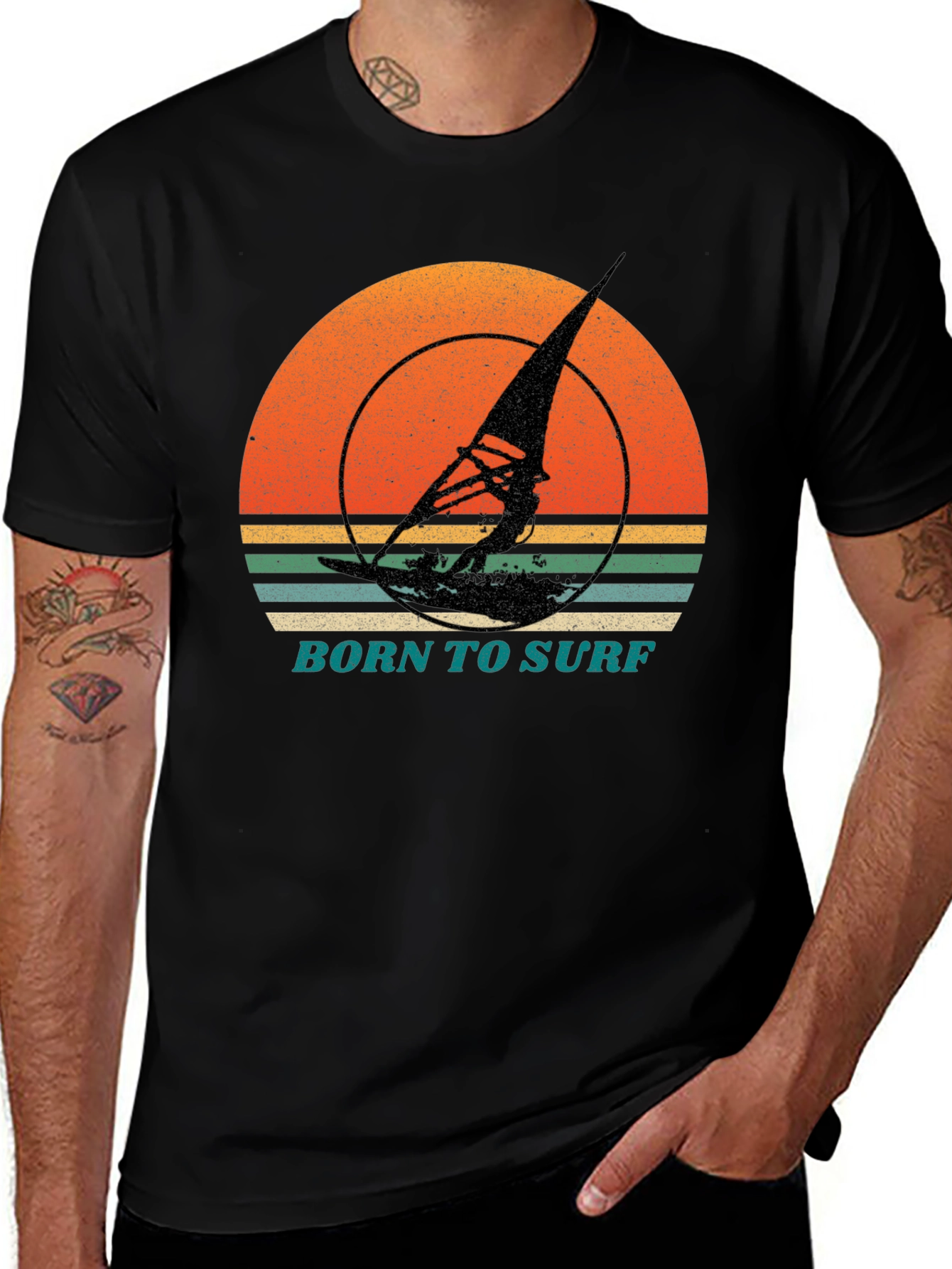 Variant 12 of Born to Surf Retro Graphic Tee