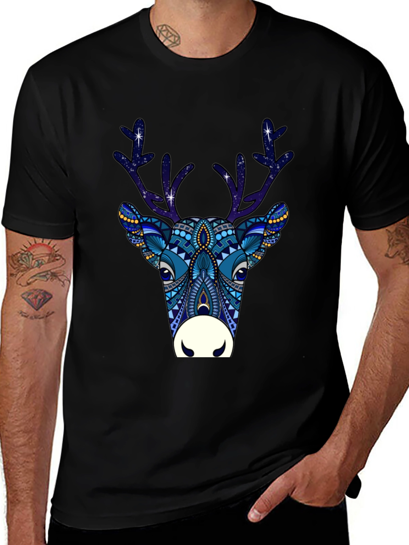 Variant 20 of Festive Reindeer Graphic Tee - Black