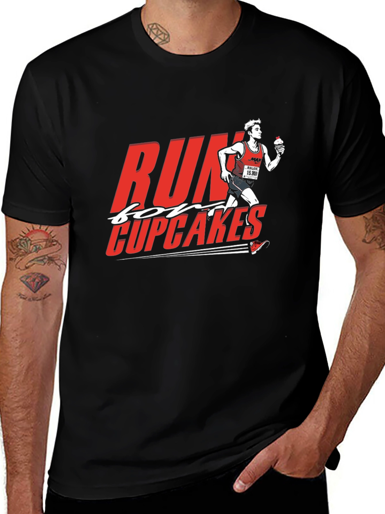 Variant 9 of Run for Cupcakes Graphic Tee - Black Cotton