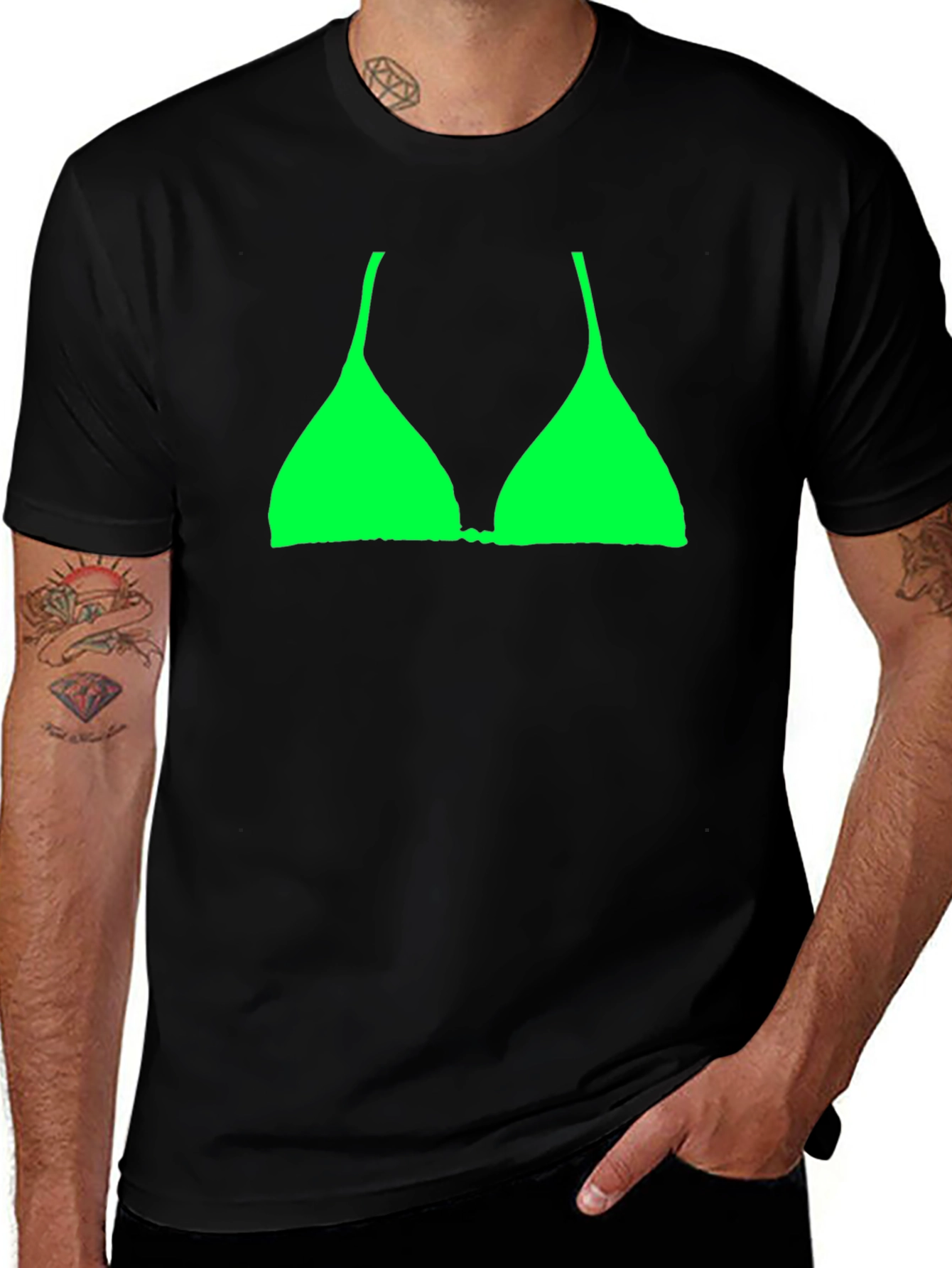 Variant 23 of Novelty Bikini Top Graphic Tee - Black