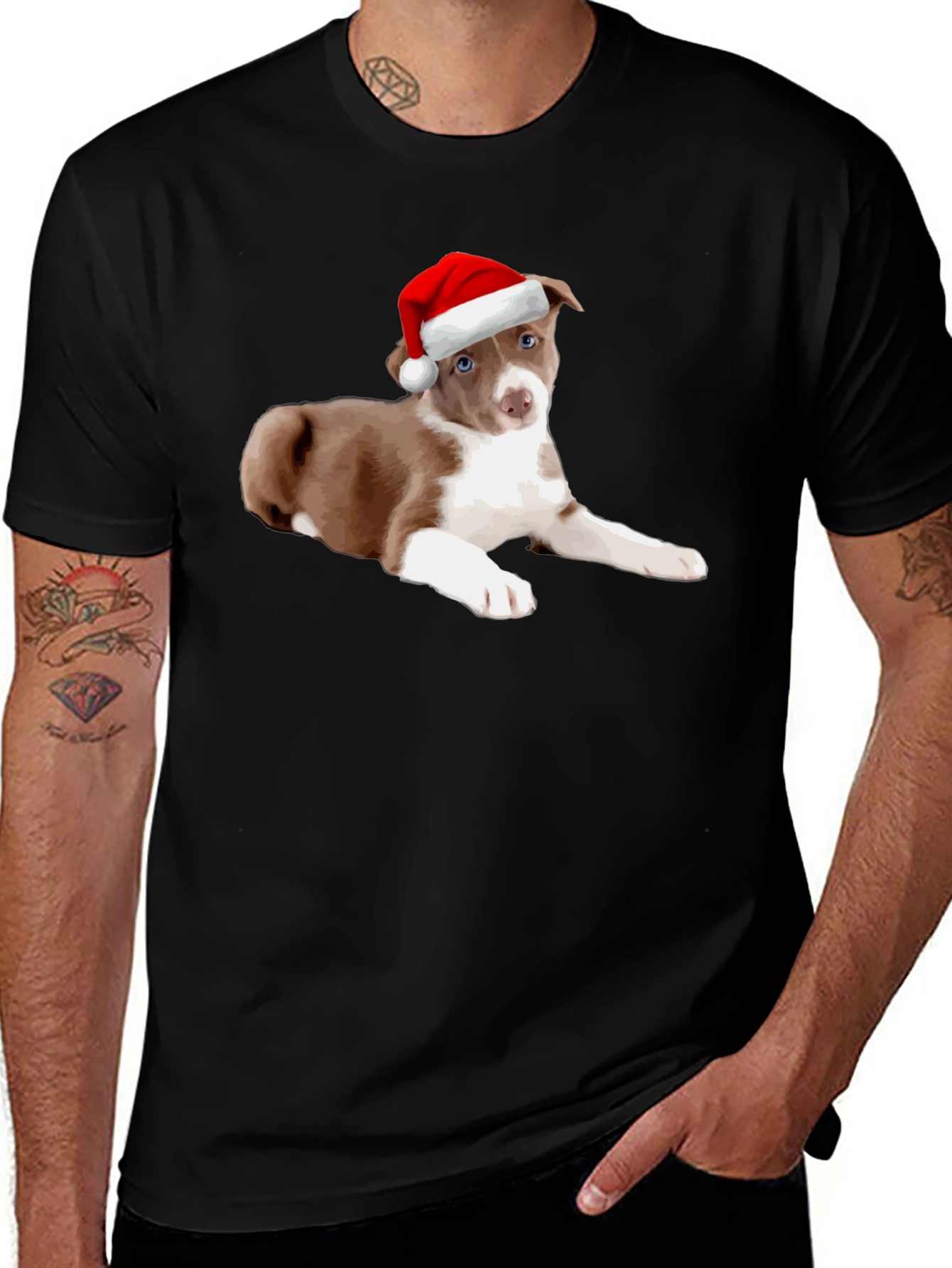 Variant 10 of Festive Puppy T-Shirt - Holiday Dog Design