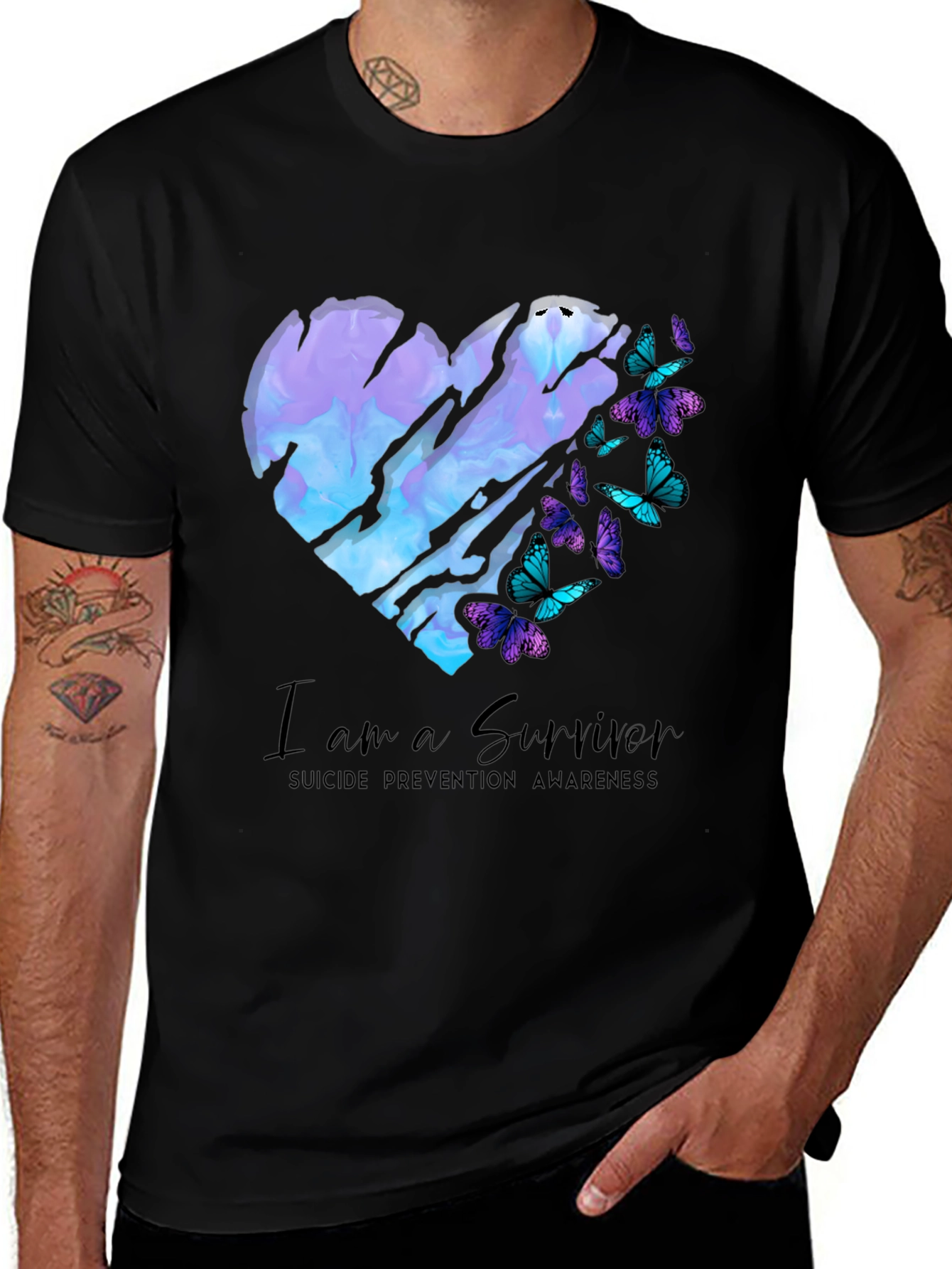 Variant 5 of Suicide Prevention Awareness Heart Butterfly T-Shirt
