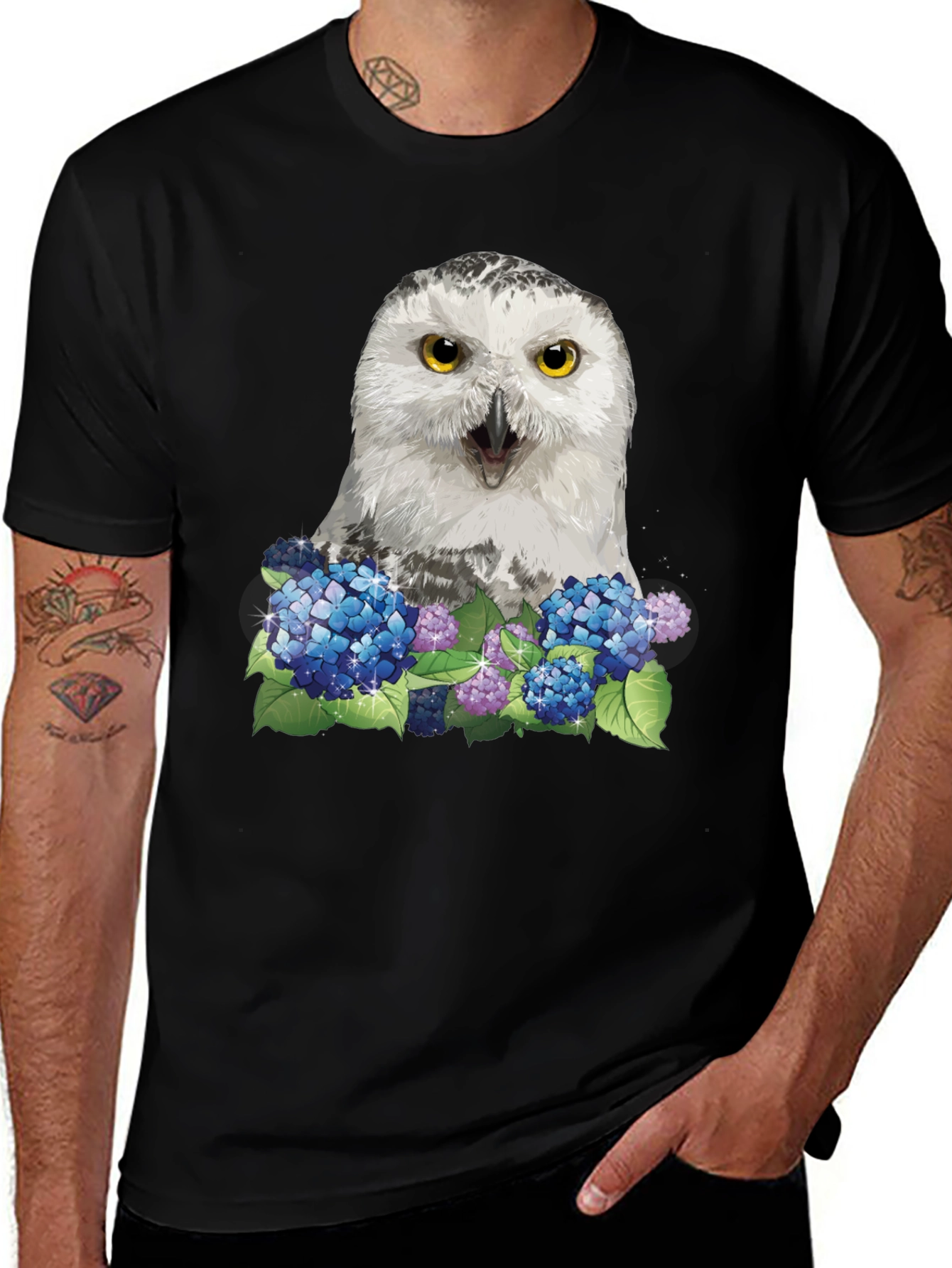 Variant 21 of Owl & Hydrangea Graphic Tee