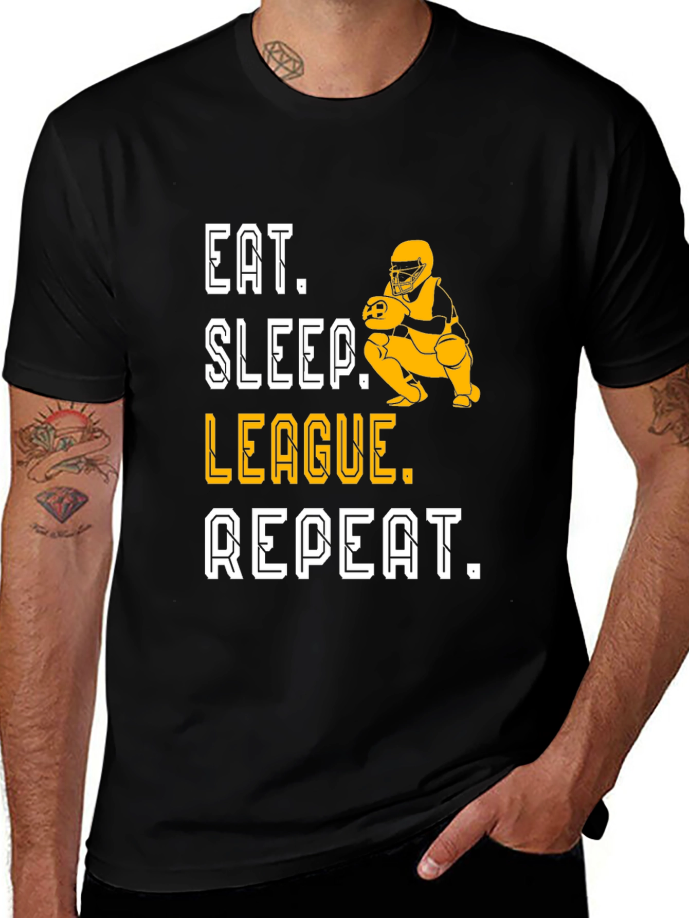 Eat Sleep League Repeat Black Graphic T-Shirt