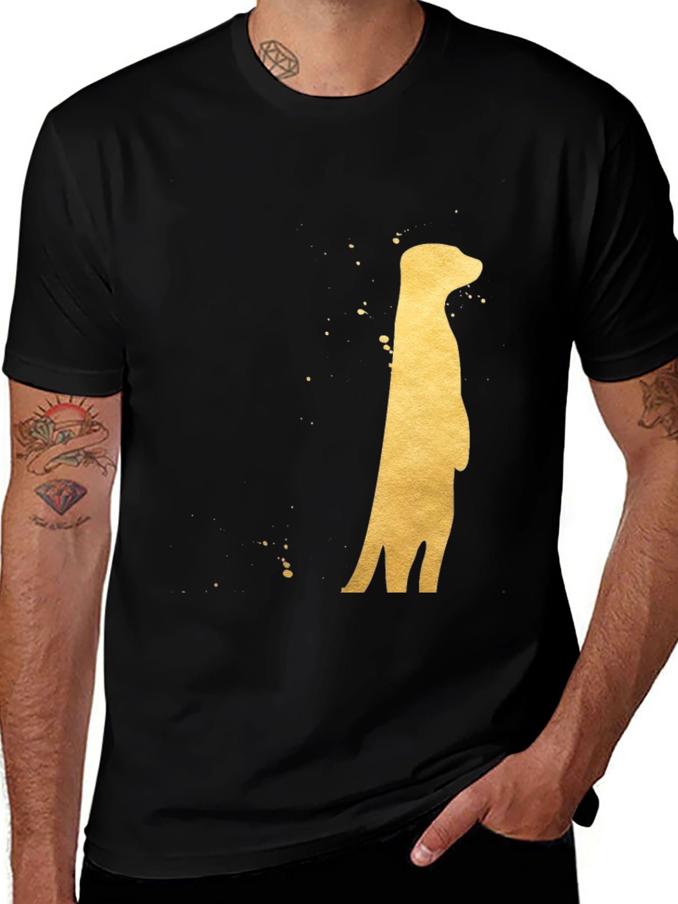 Variant 15 of Meerkat Graphic Print Men's Black T-Shirt