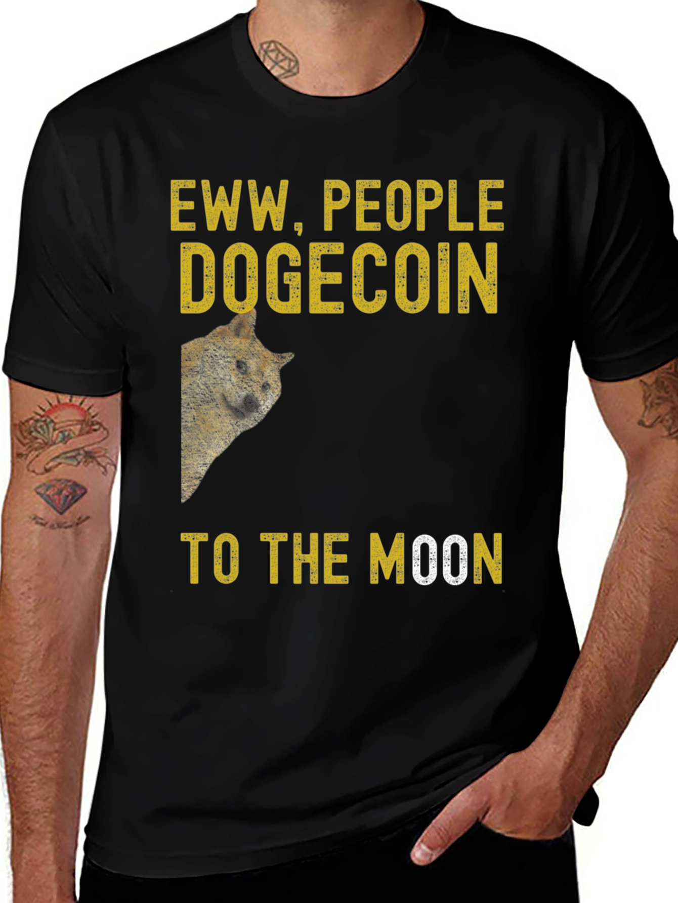 Variant 27 of Eww People Dogecoin To the Moon Black T-Shirt