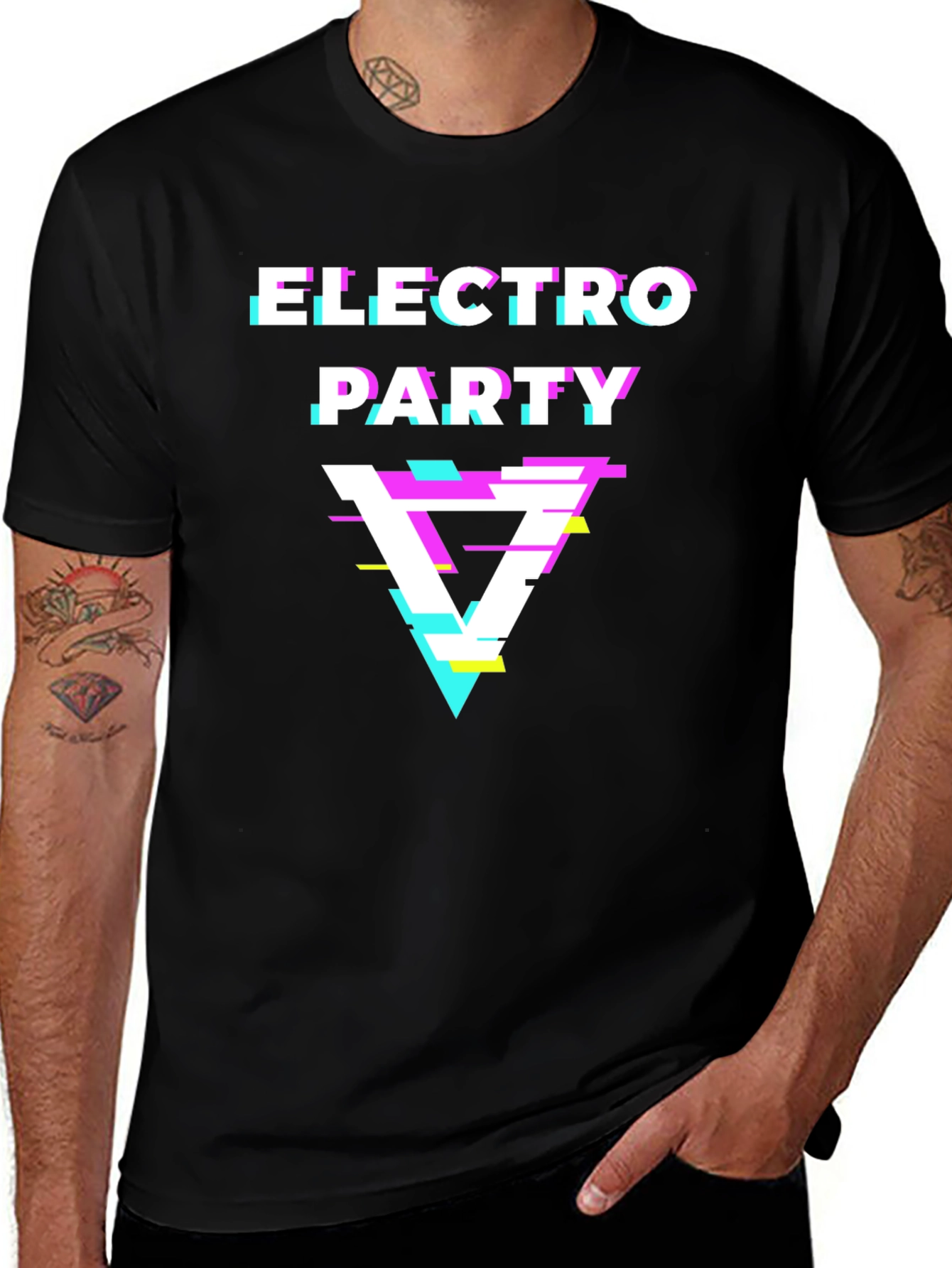 Variant 15 of Electro Party T-Shirt - Glitch Triangle Design