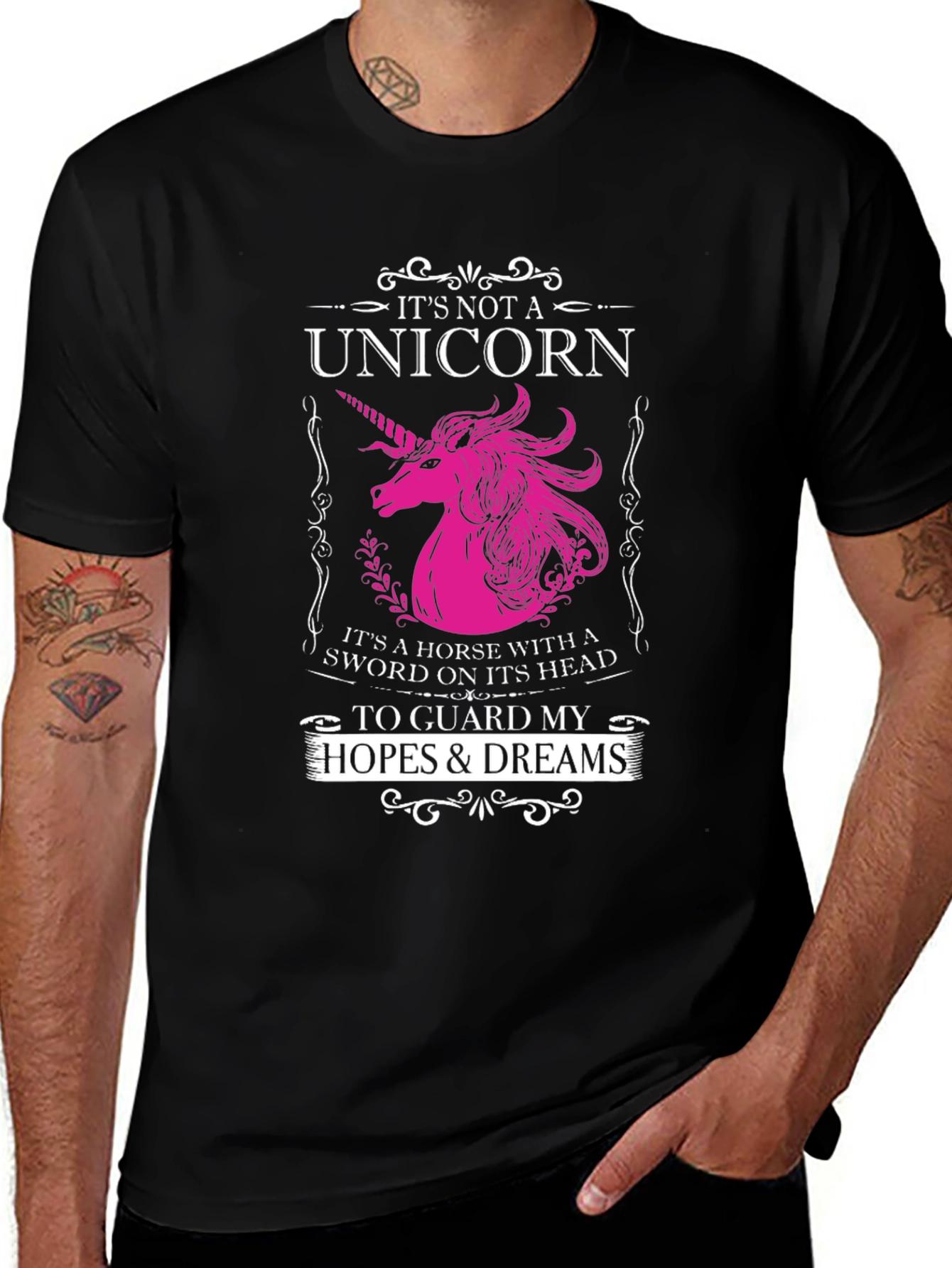 Black Unicorn Sword Guard T-Shirt - Hopes & Dreams main image