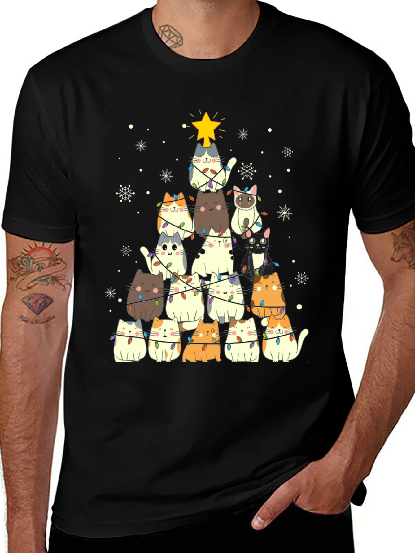 Festive Cat Christmas Tree T-Shirt