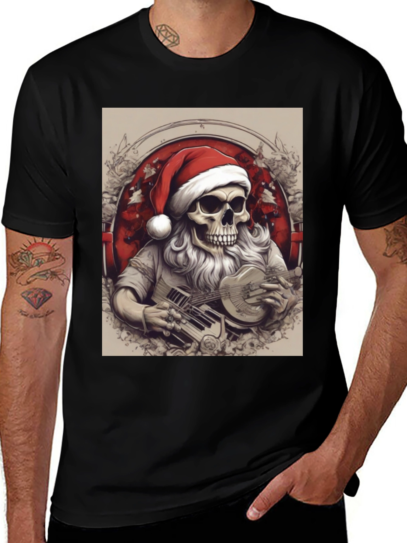 Variant 17 of Skeleton Santa Musician T-Shirt