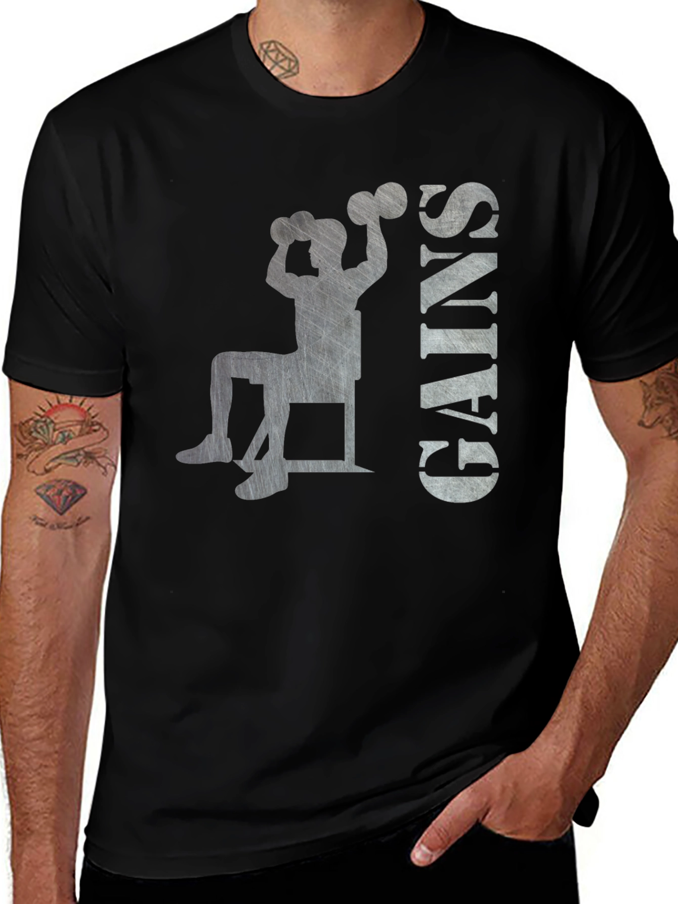 Variant 29 of Gains Graphic T-Shirt - Black