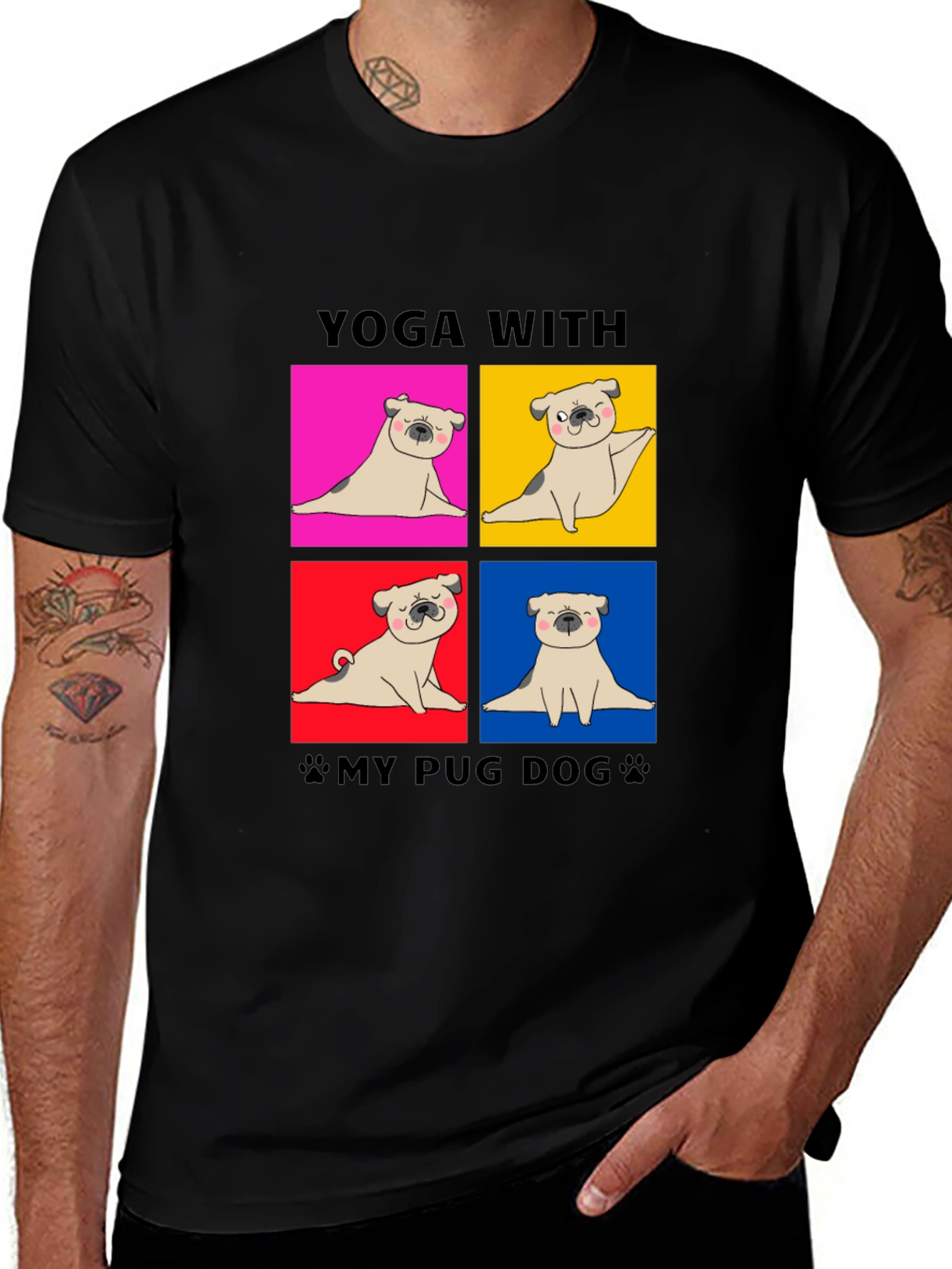 Variant 5 of Yoga Pug Dog T-Shirt, Cute Graphic Tee
