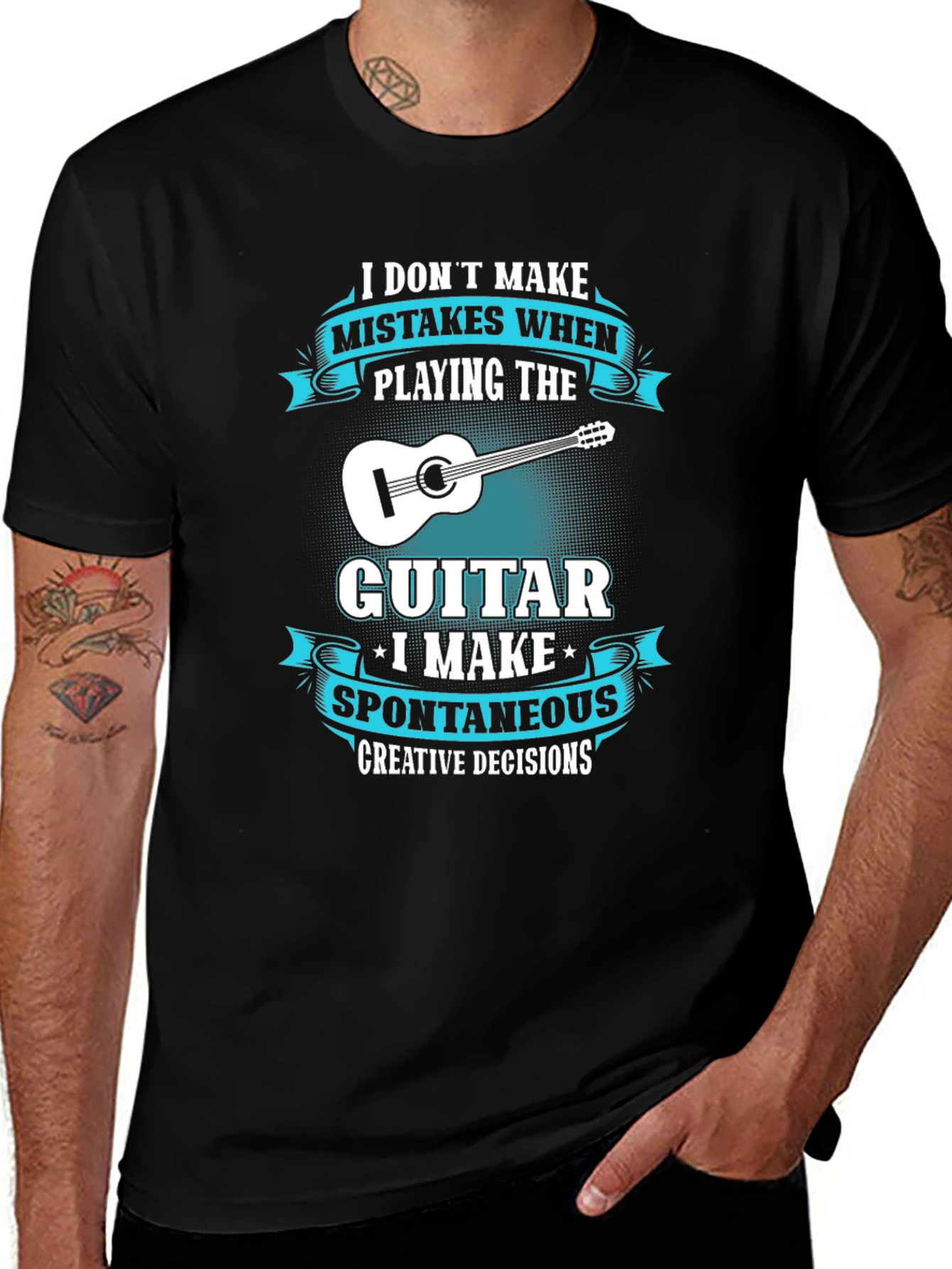 Variant 19 of Guitar Player T-Shirt: Spontaneous Creative Decisions