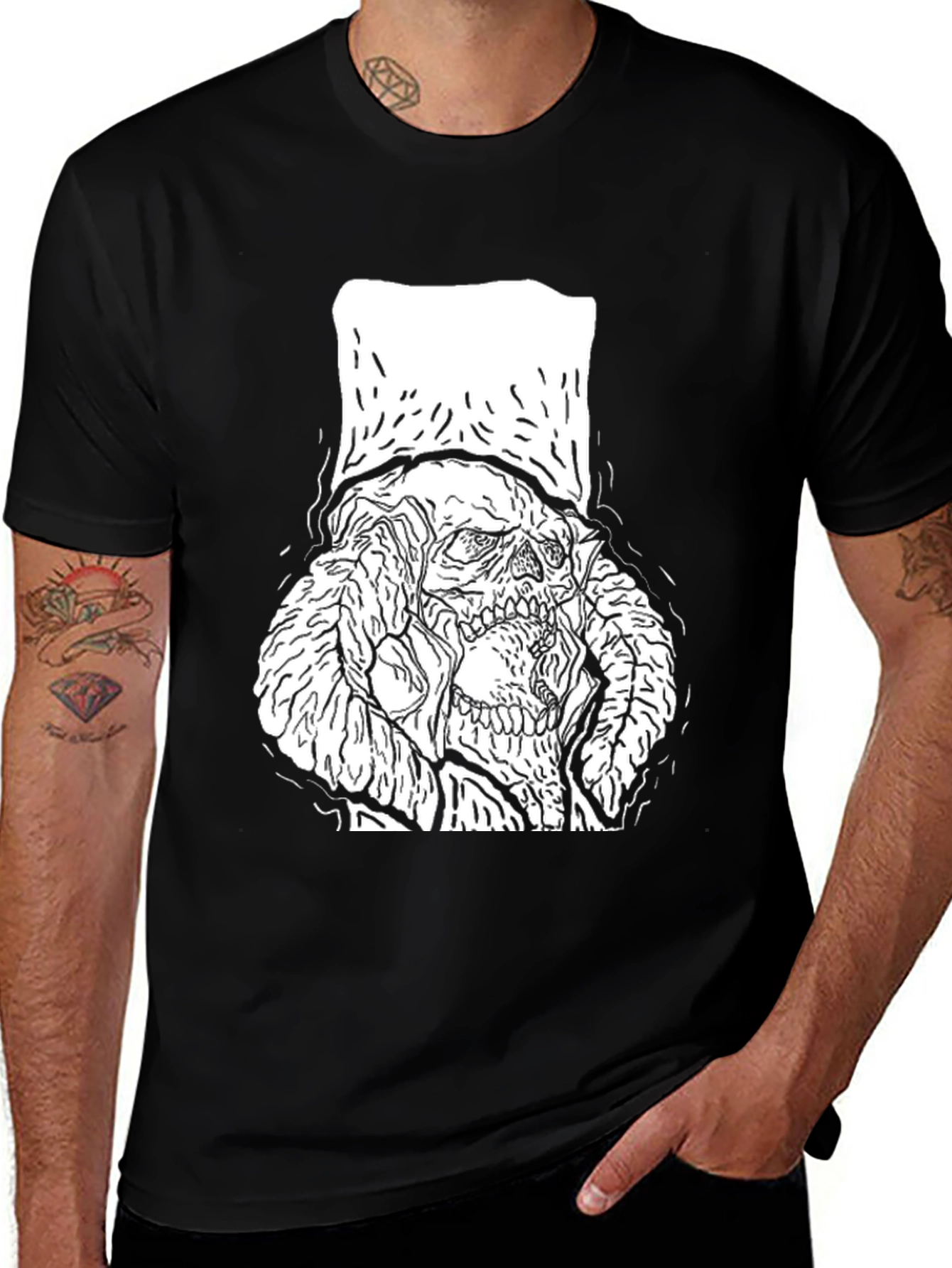 Variant 30 of Skull with Top Hat Graphic Tee