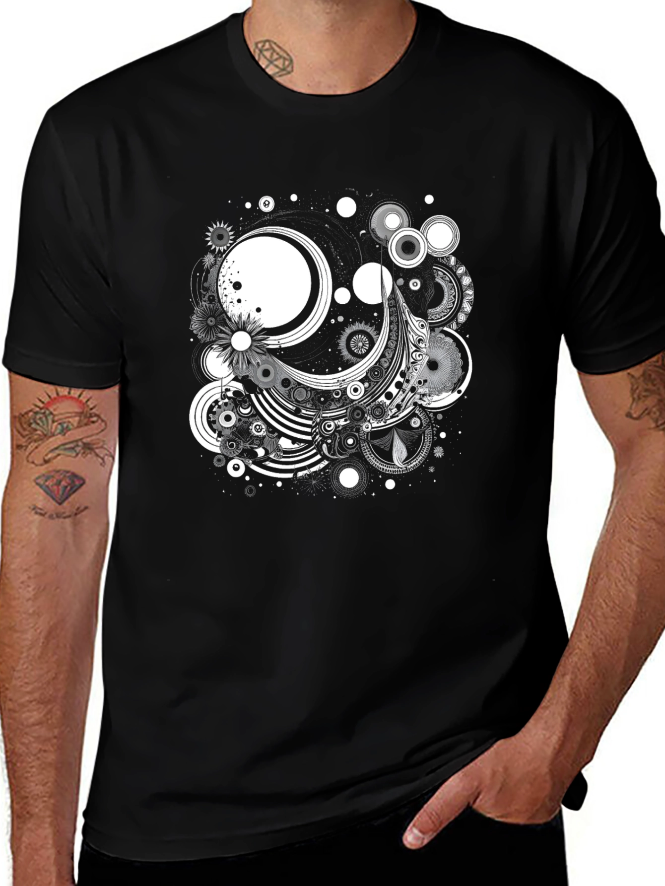 Variant 26 of Abstract Graphic Print Black T-Shirt