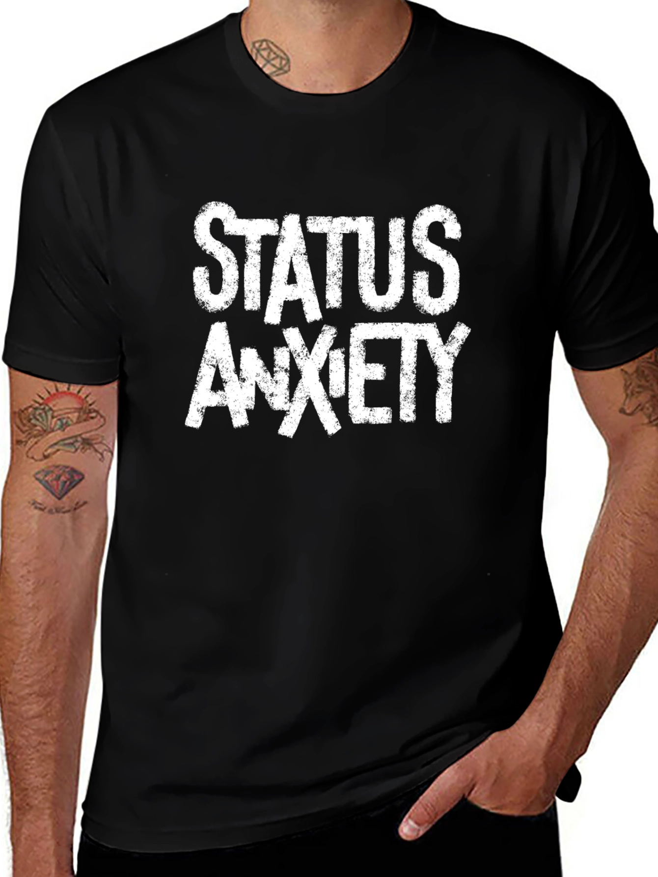 Variant 25 of Status Anxiety Graphic Tee - Black Cotton Casual Shirt
