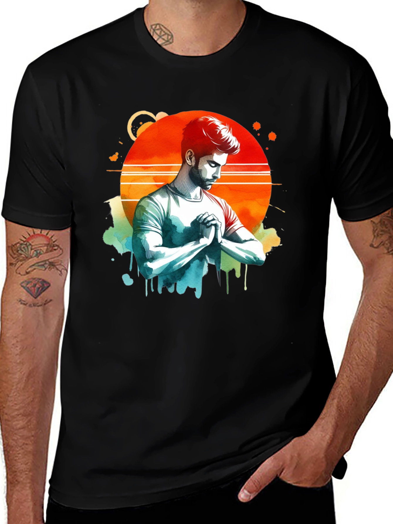Variant 2 of Artistic Man Prayer Graphic T-Shirt