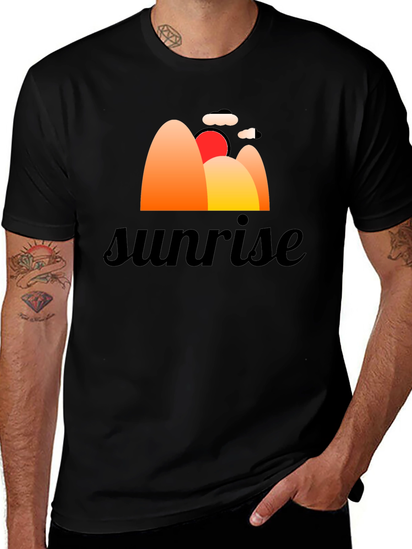 Variant 19 of Sunrise Graphic Tee - Retro Style Black T-Shirt