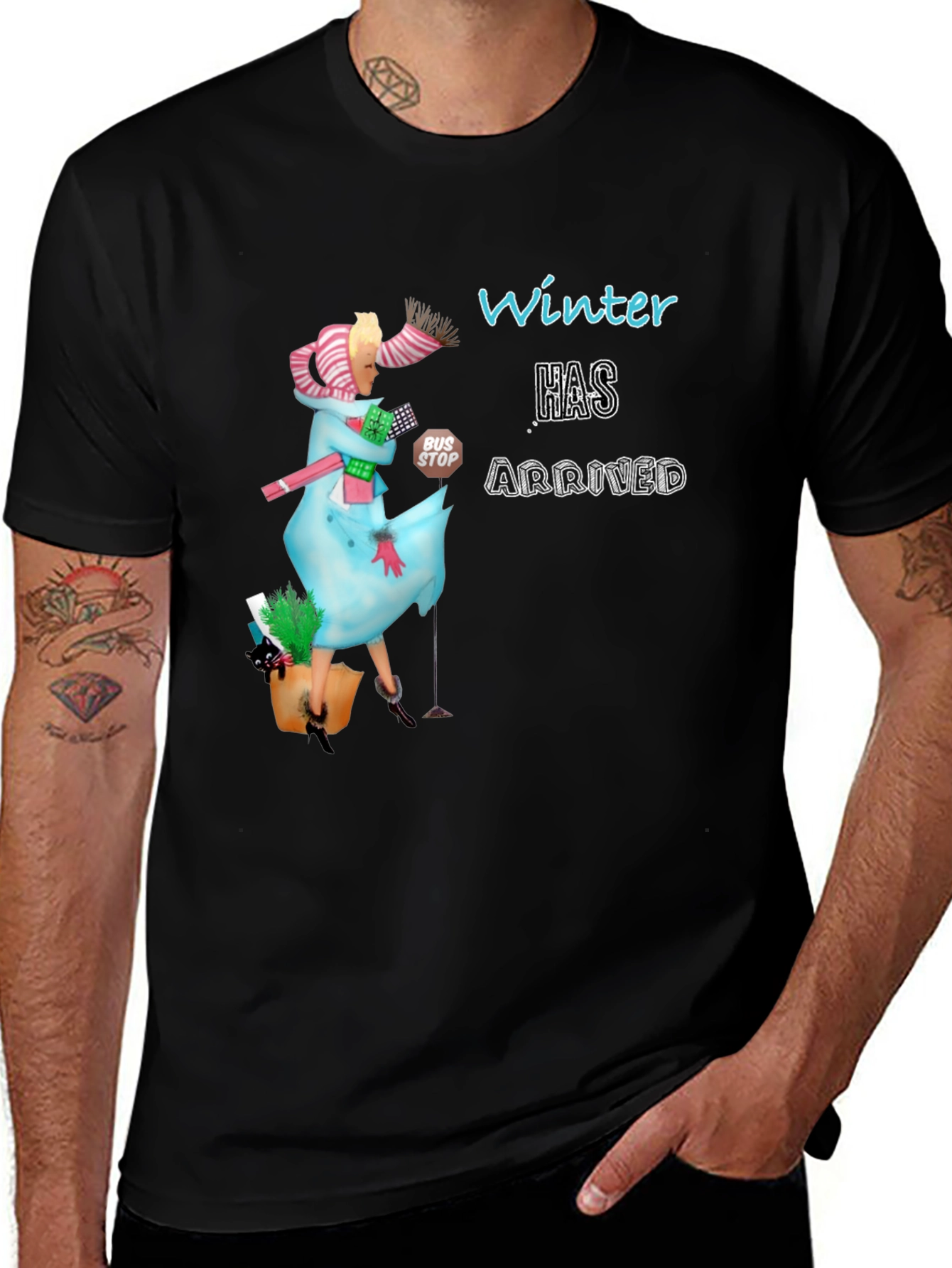Variant 20 of Winter Has Arrived Graphic Tee - Unisex Black T-Shirt