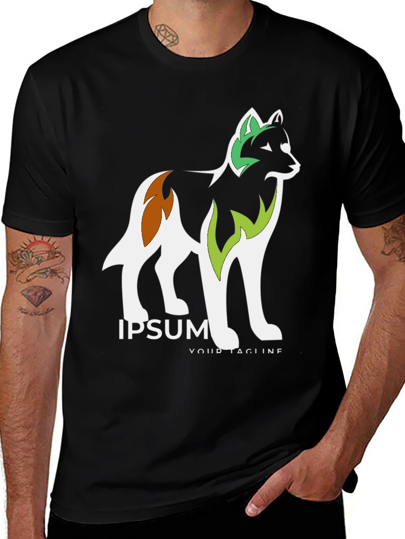 Variant 11 of Black Graphic Tee - Artistic Dog Design