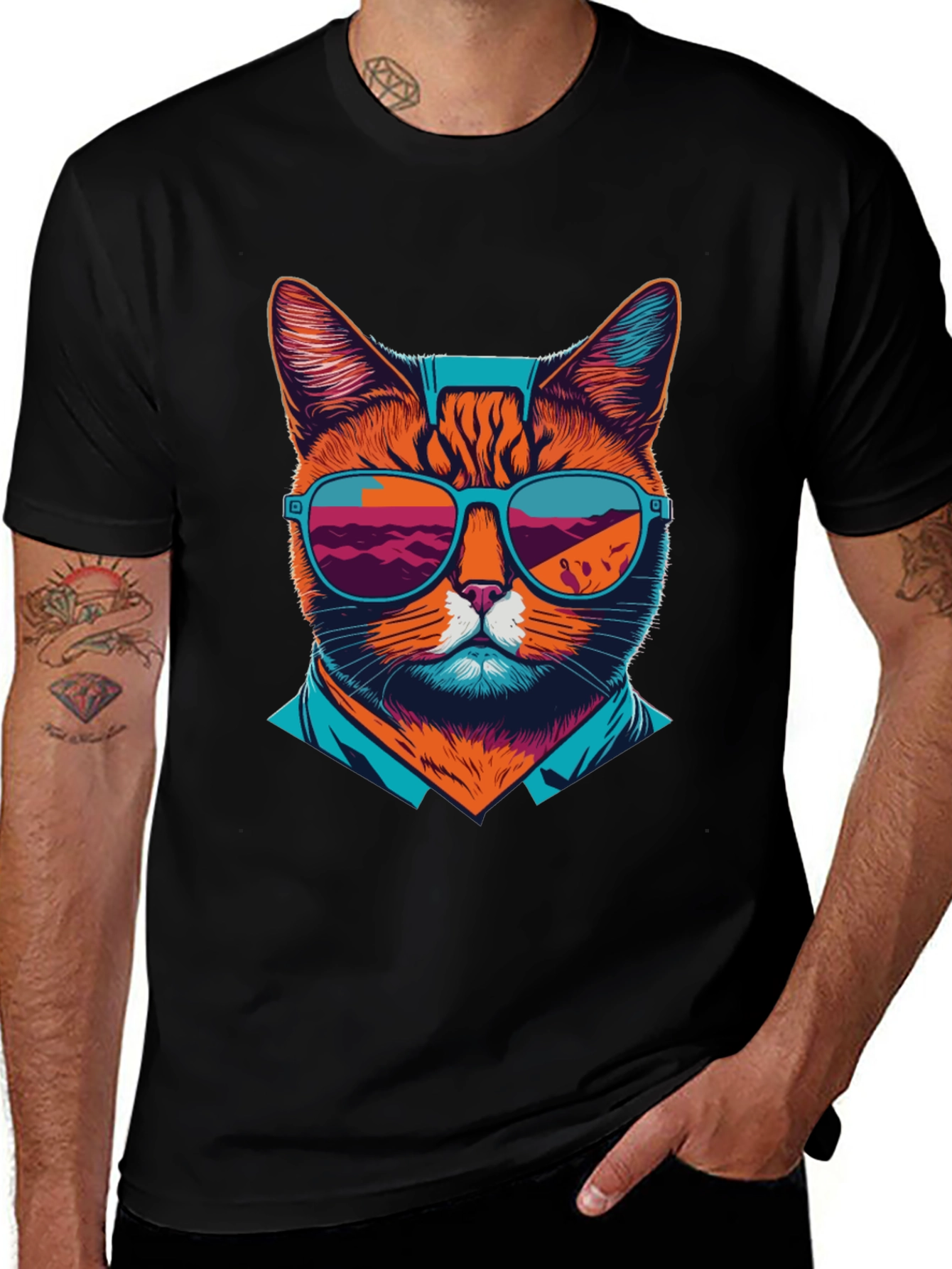 Variant 23 of Cool Cat T-Shirt: Retro Shades Design