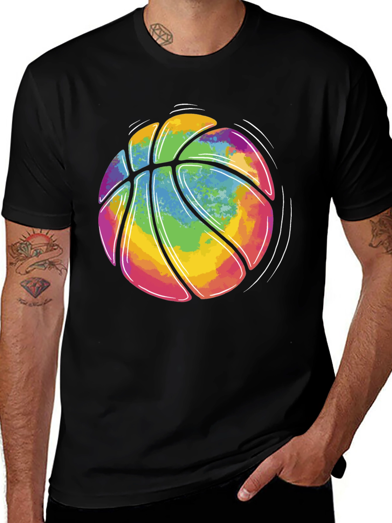 Variant 20 of Rainbow Basketball Graphic Tee - Cool & Colorful