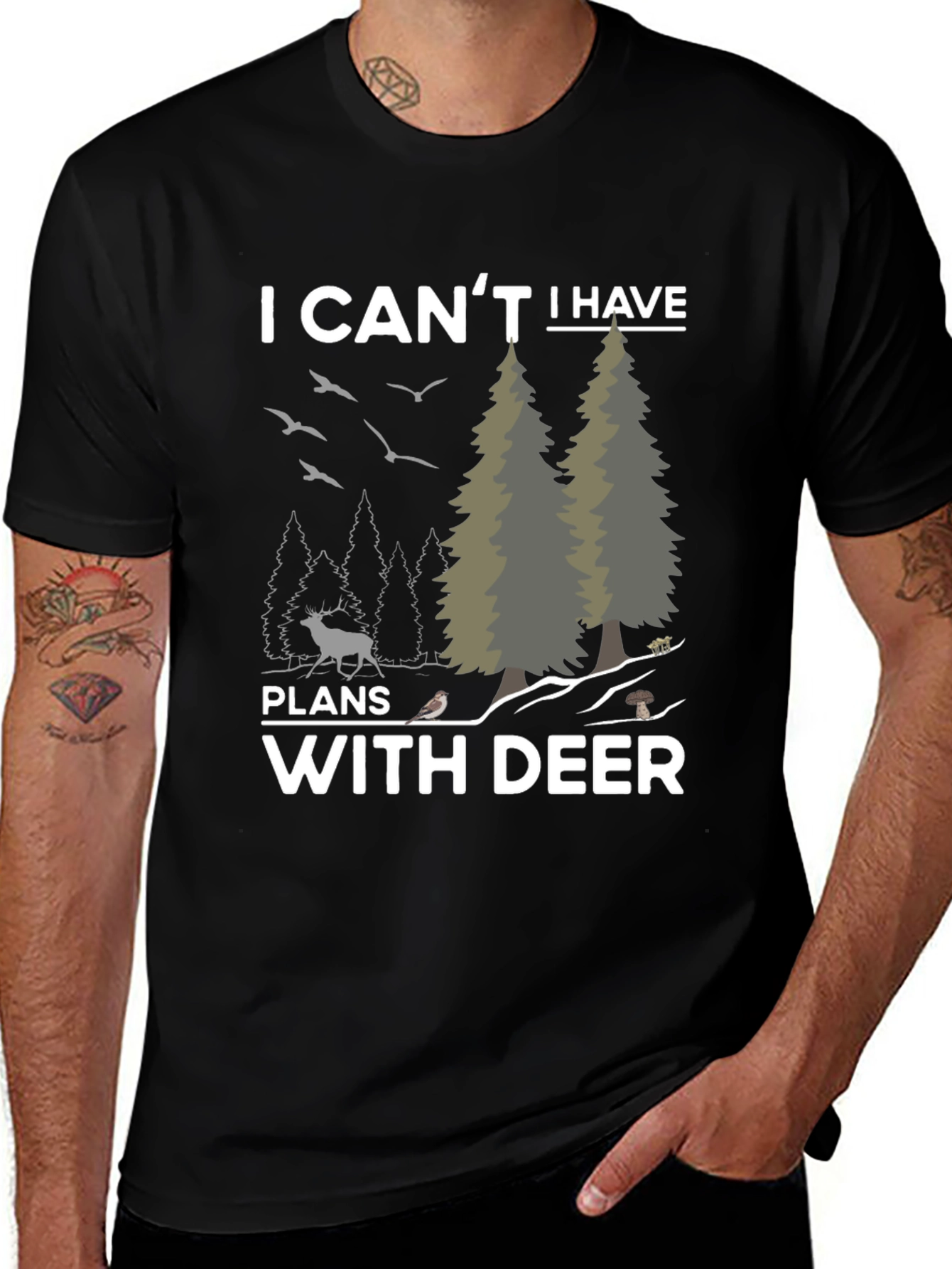 Variant 6 of I Can't I Have Plans With Deer Graphic T-Shirt