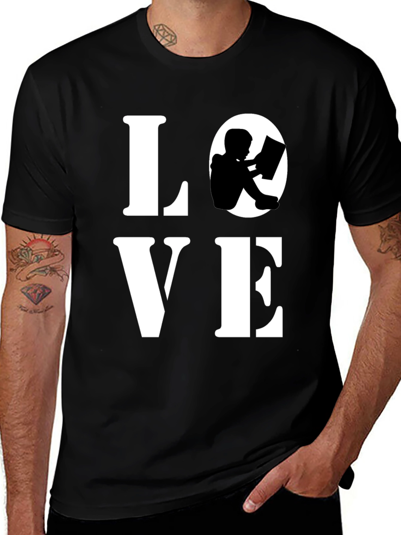 Variant 23 of Love Reading Graphic Tee - Black Cotton Blend