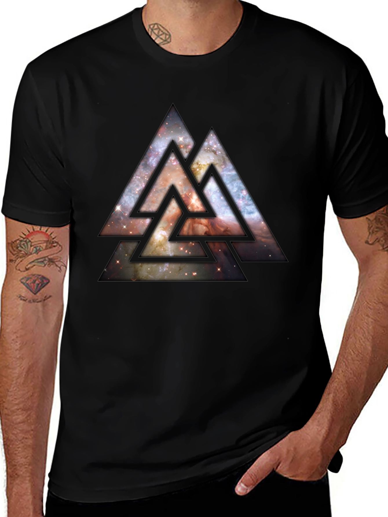 Valknut Nebula Graphic Black T-Shirt