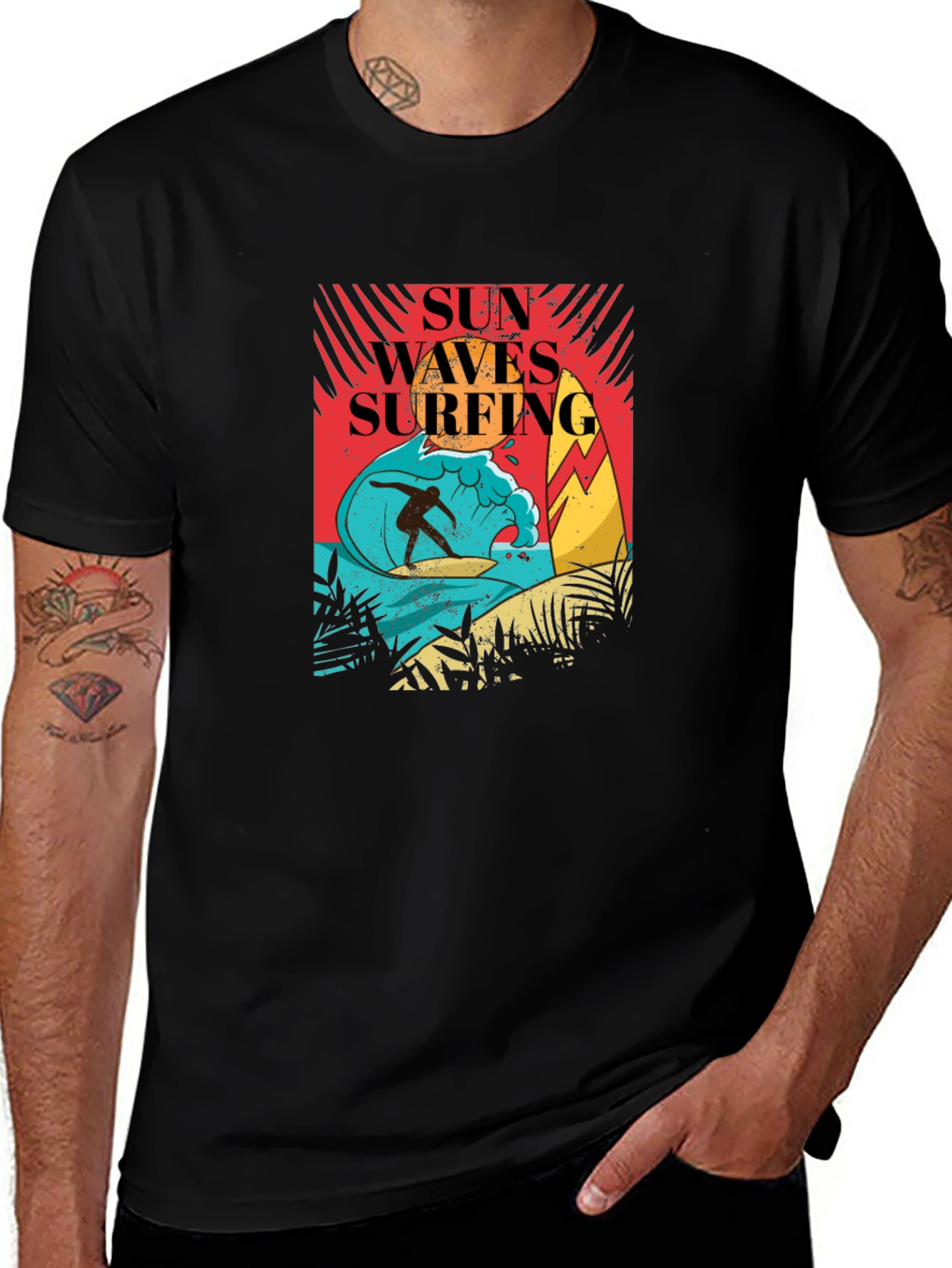 Variant 30 of Sun Waves Surfing Graphic Tee