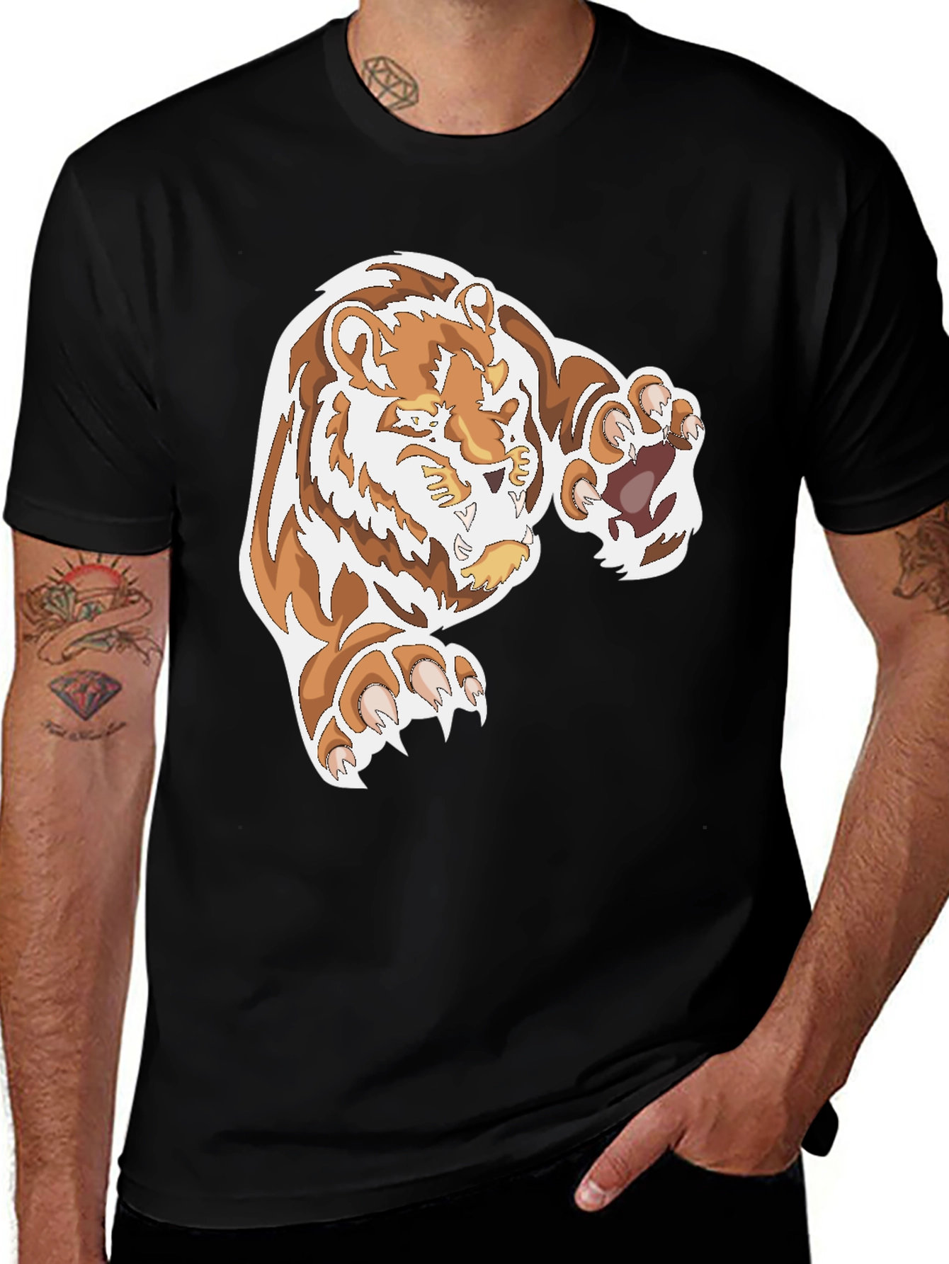 Variant 3 of Roaring Tiger Graphic Black T-Shirt
