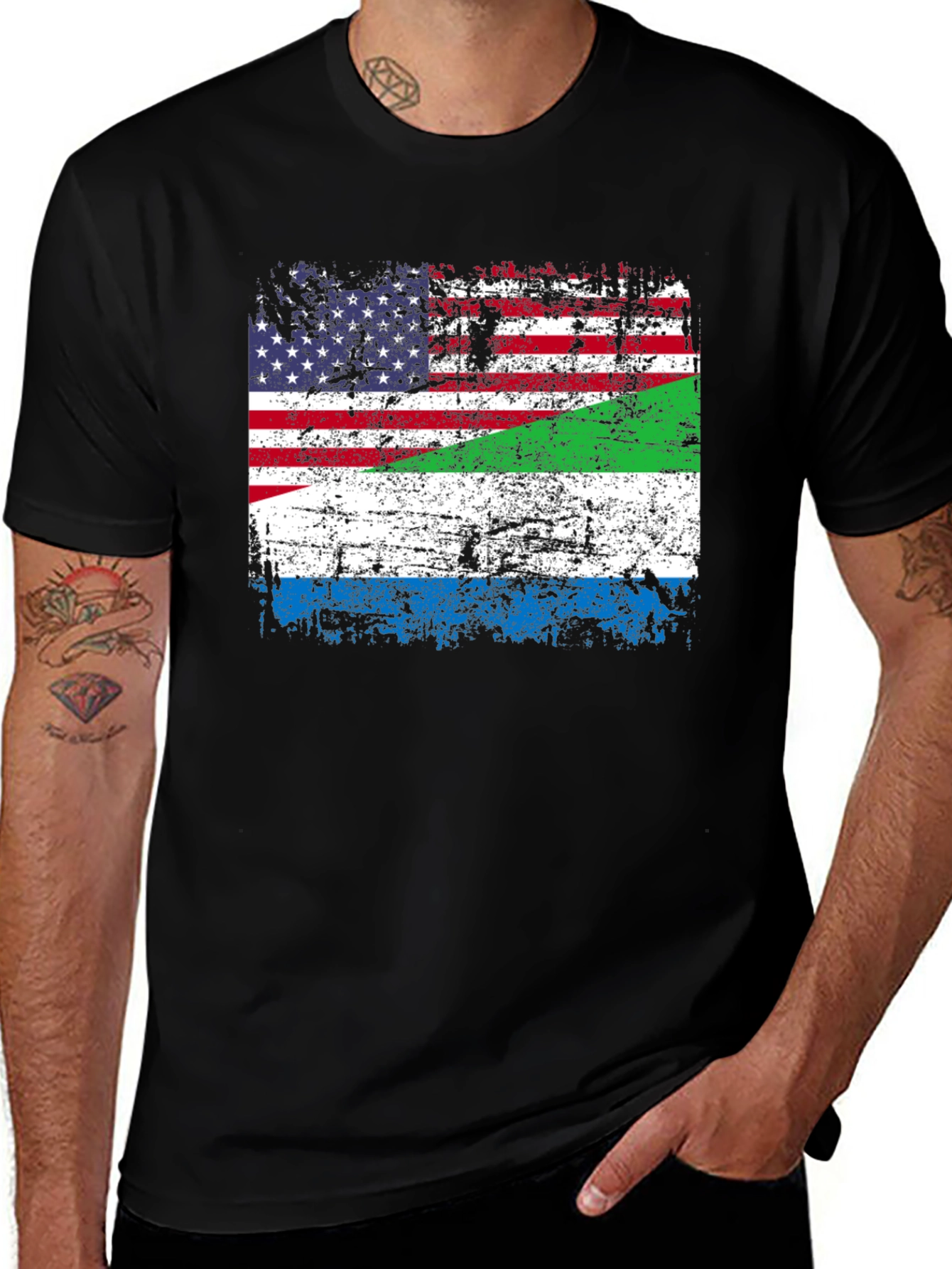 Variant 27 of US Sierra Leone Flag Heritage T-Shirt
