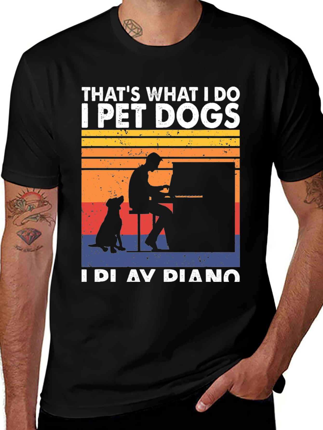 Variant 29 of I Pet Dogs and Play Piano Graphic Tee