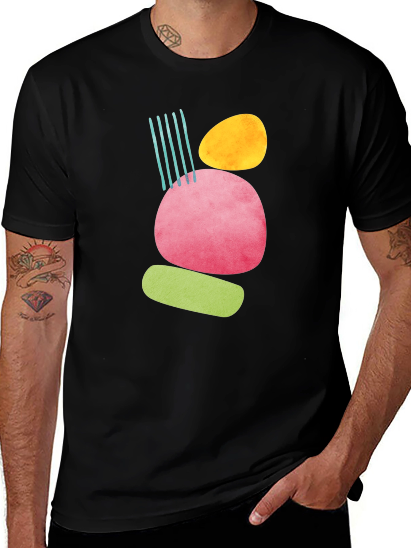 Variant 20 of Abstract Shapes Graphic Black T-Shirt