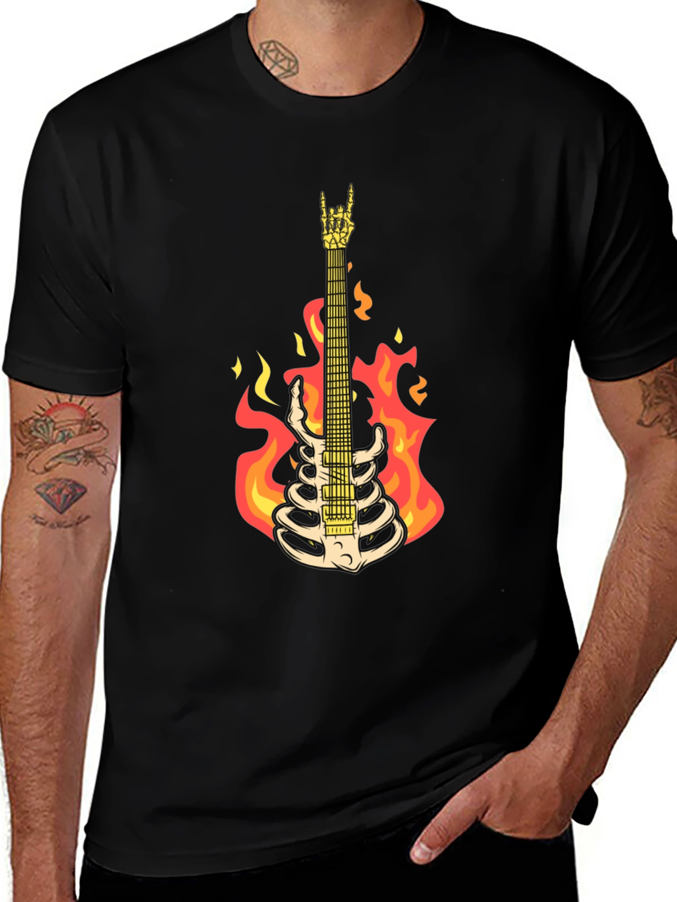 Variant 19 of Flaming Skeleton Guitar T-Shirt