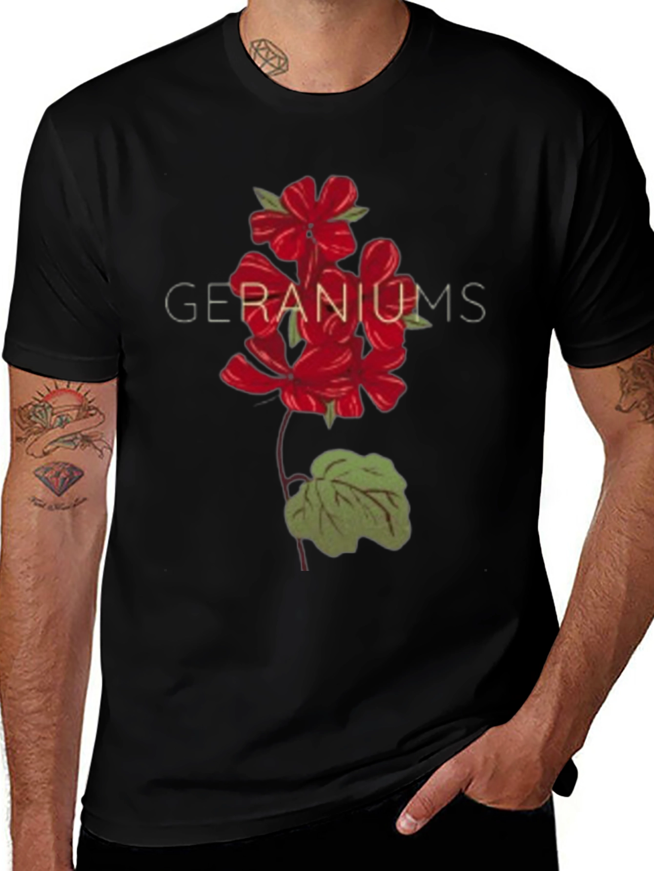 Geranium Graphic Black T-Shirt