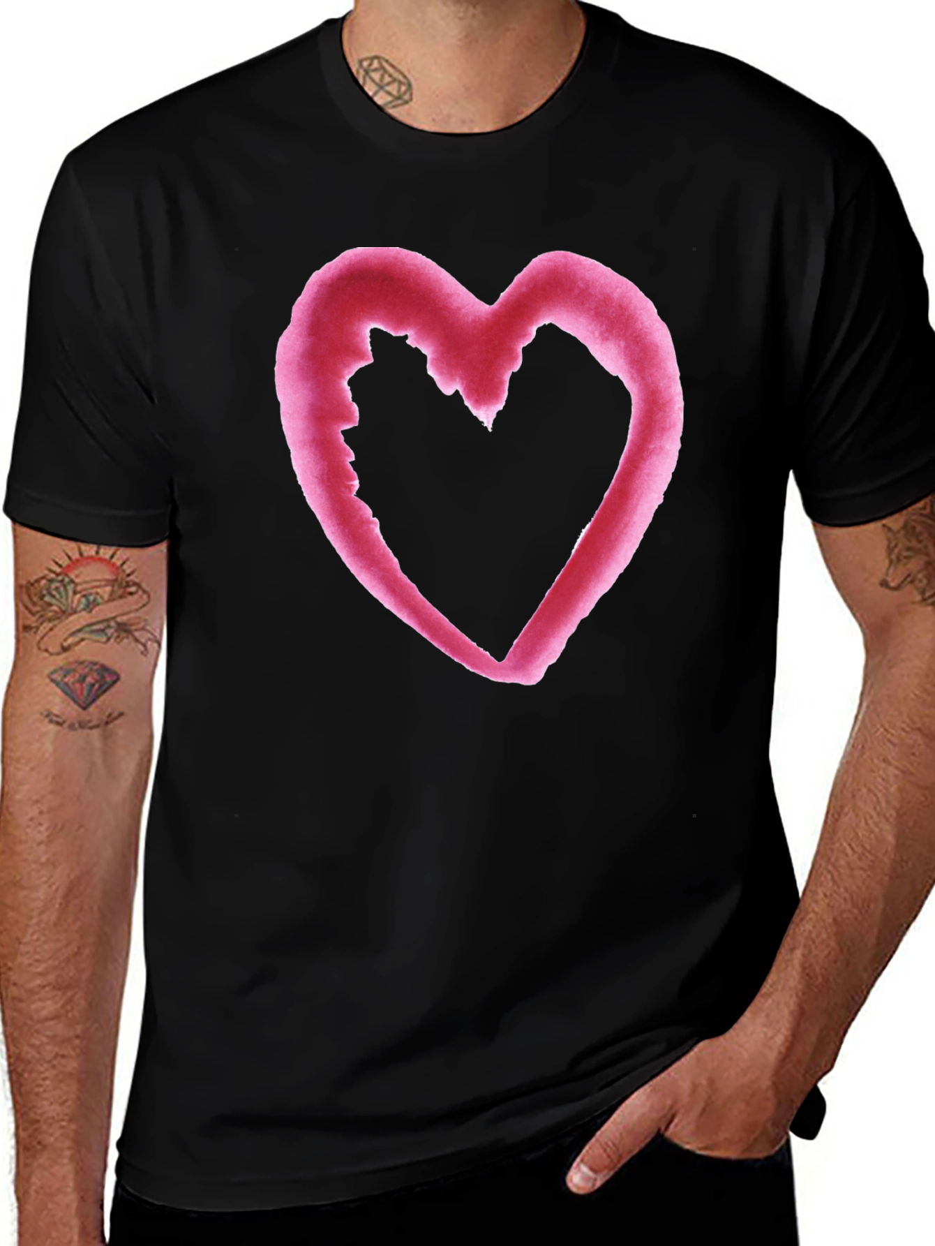 Variant 20 of Heart Graphic Black T-Shirt