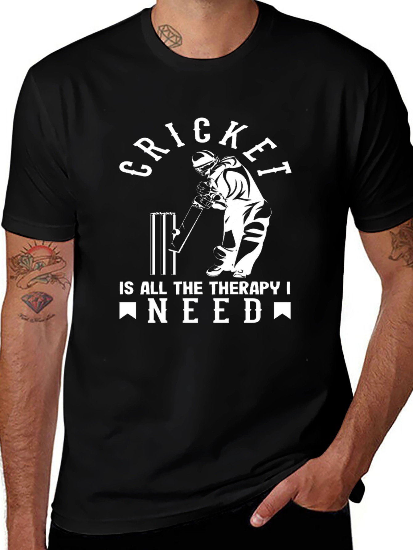 Variant 14 of Cricket Therapy T-Shirt - Black, Cotton