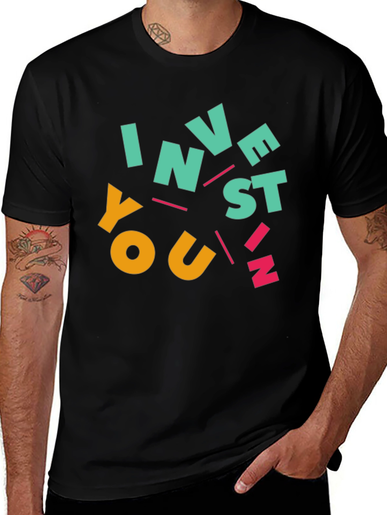 Variant 2 of Invest In You Graphic Tee - Black Cotton T-Shirt