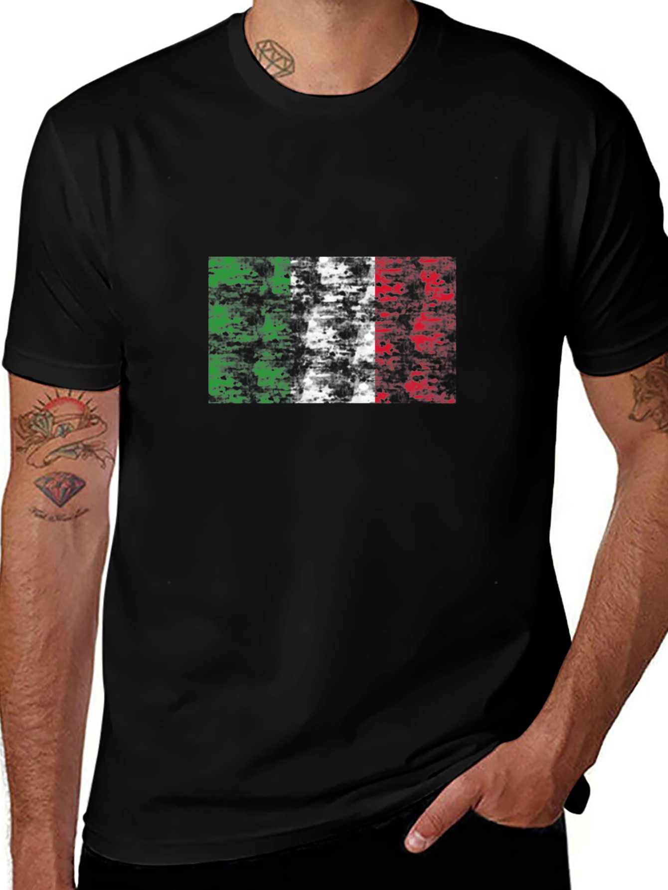 Black Italian Flag Graphic Tee - Black T-Shirt main image