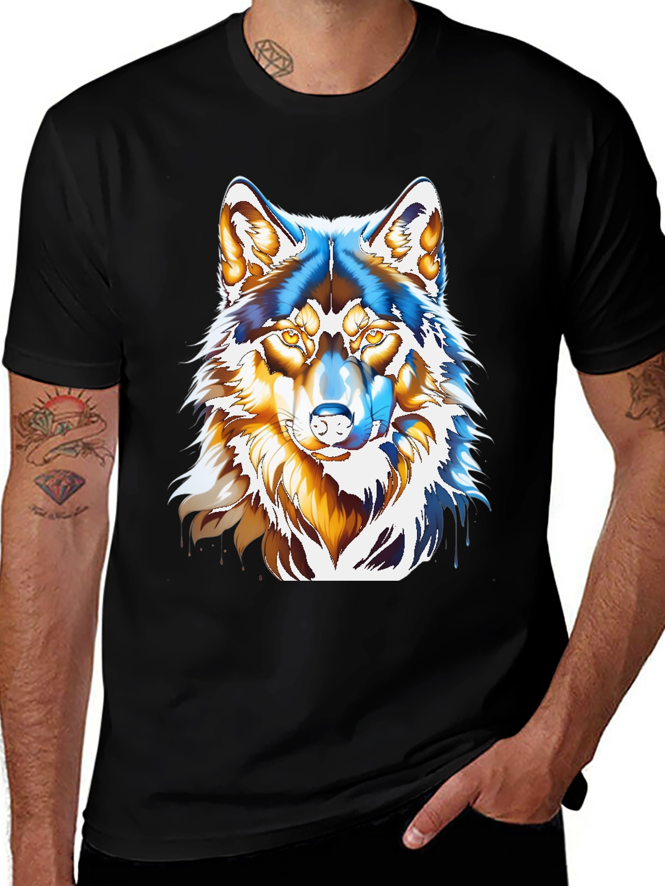 Variant 24 of Wolf Graphic Print Black T-Shirt