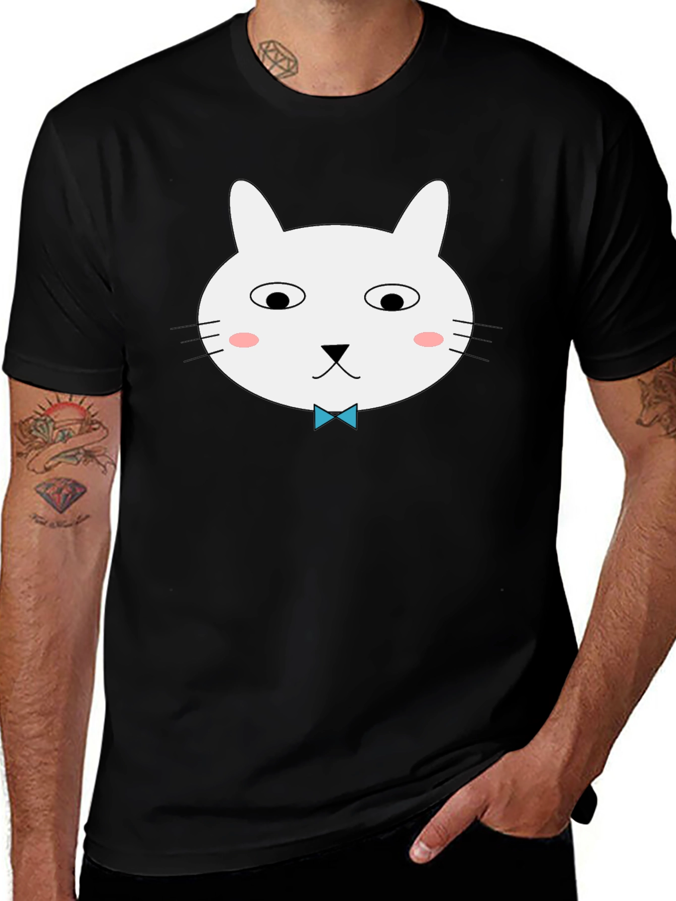 Variant 13 of Funny Cat Graphic Tee - Black Cotton T-Shirt