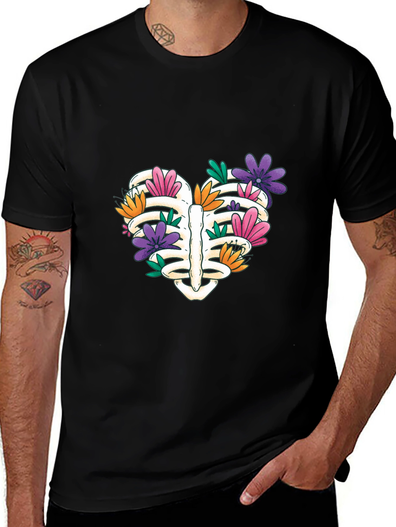 Variant 29 of Floral Rib Cage Heart T-Shirt - Unisex