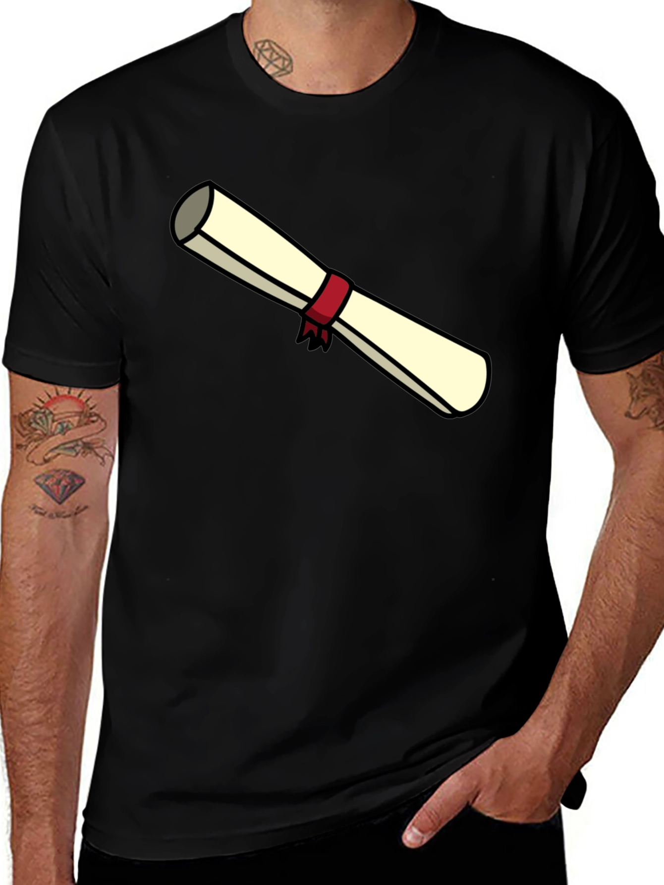 Variant 15 of Graduation Scroll Graphic T-Shirt - Black