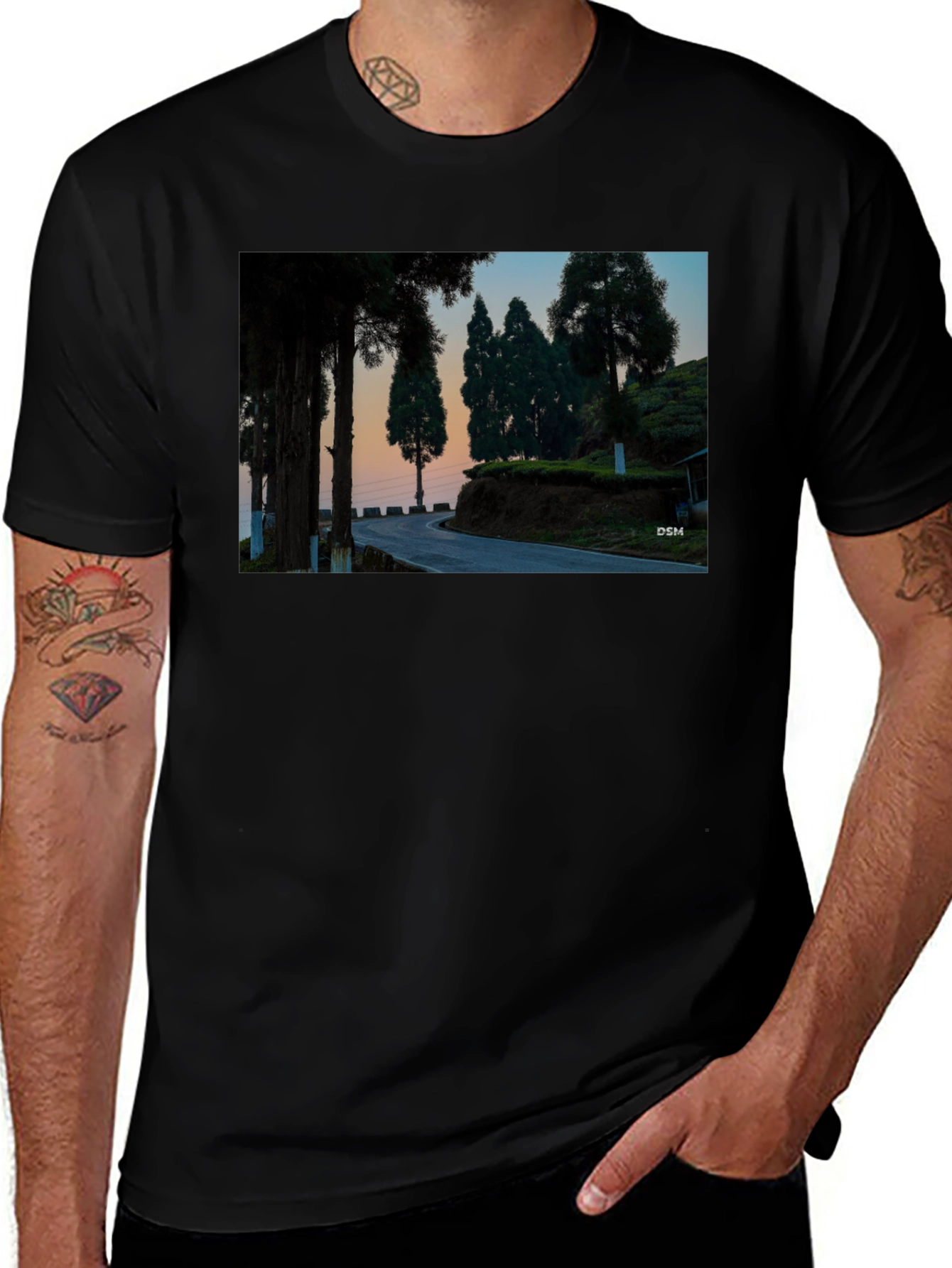 Scenic Road Graphic Tee - Nature Lover's Black T-Shirt
