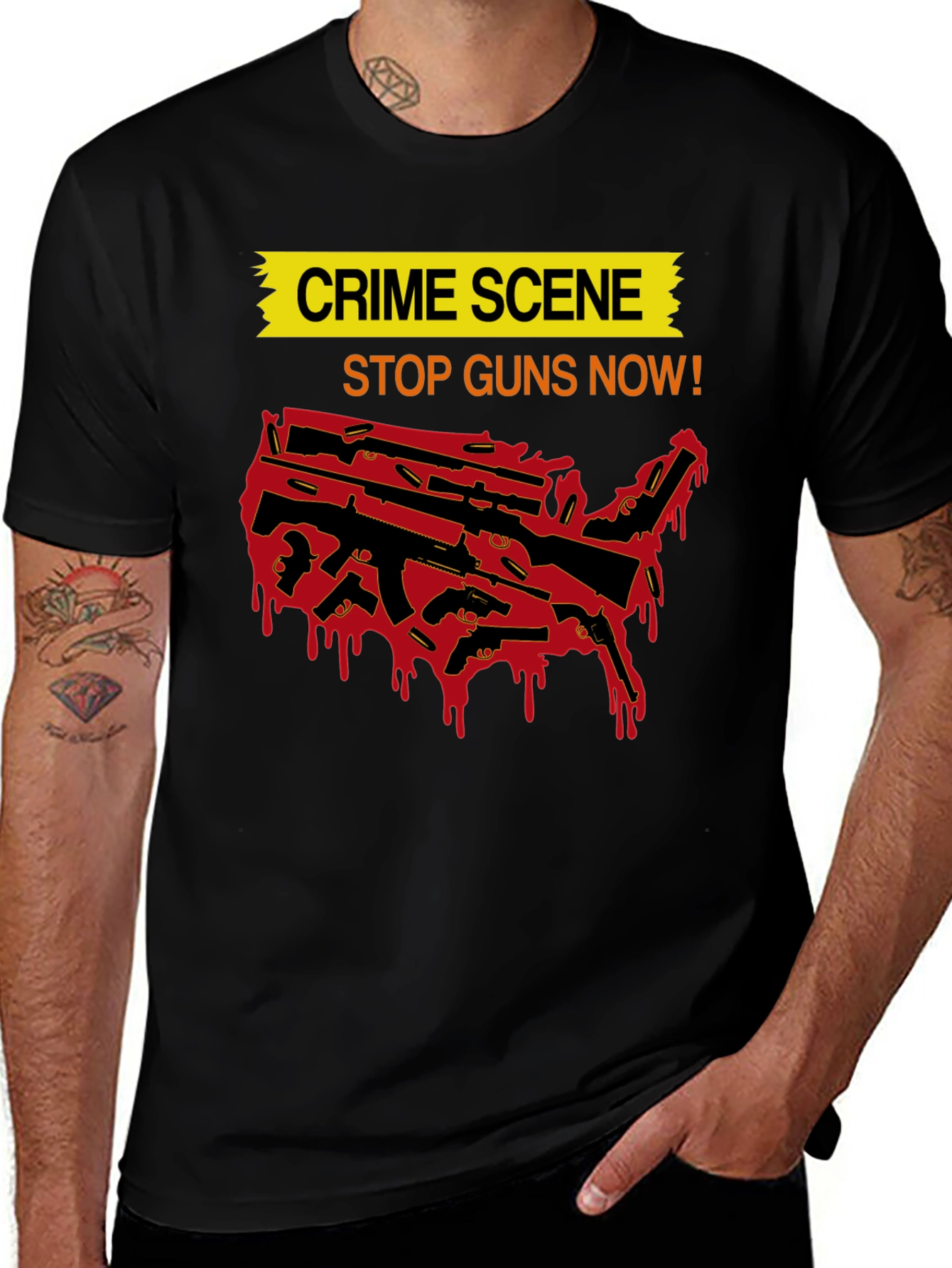 Variant 28 of Crime Scene Stop Guns Now Graphic Tee