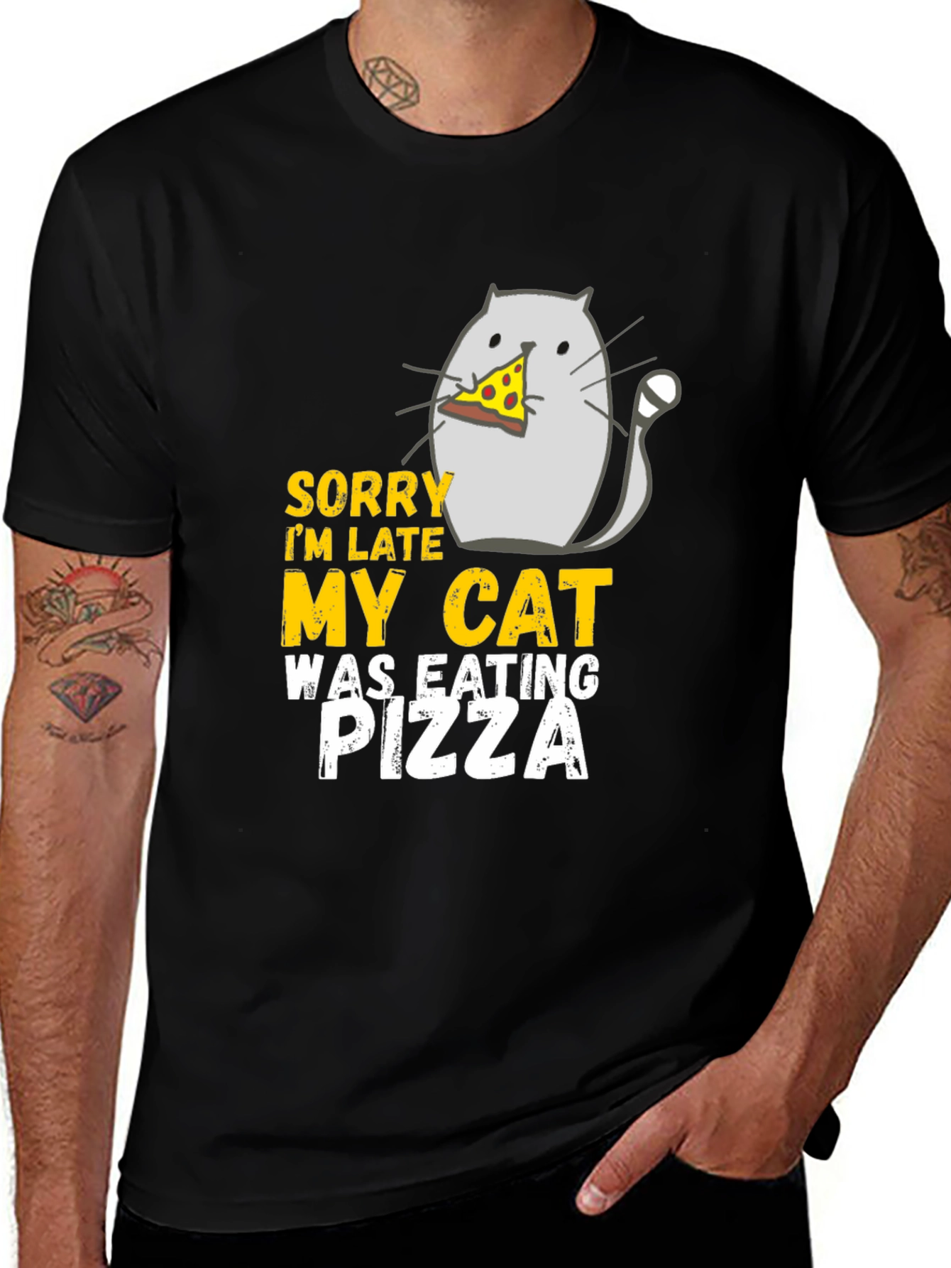 Variant 11 of Sorry I'm Late My Cat Was Eating Pizza T-Shirt