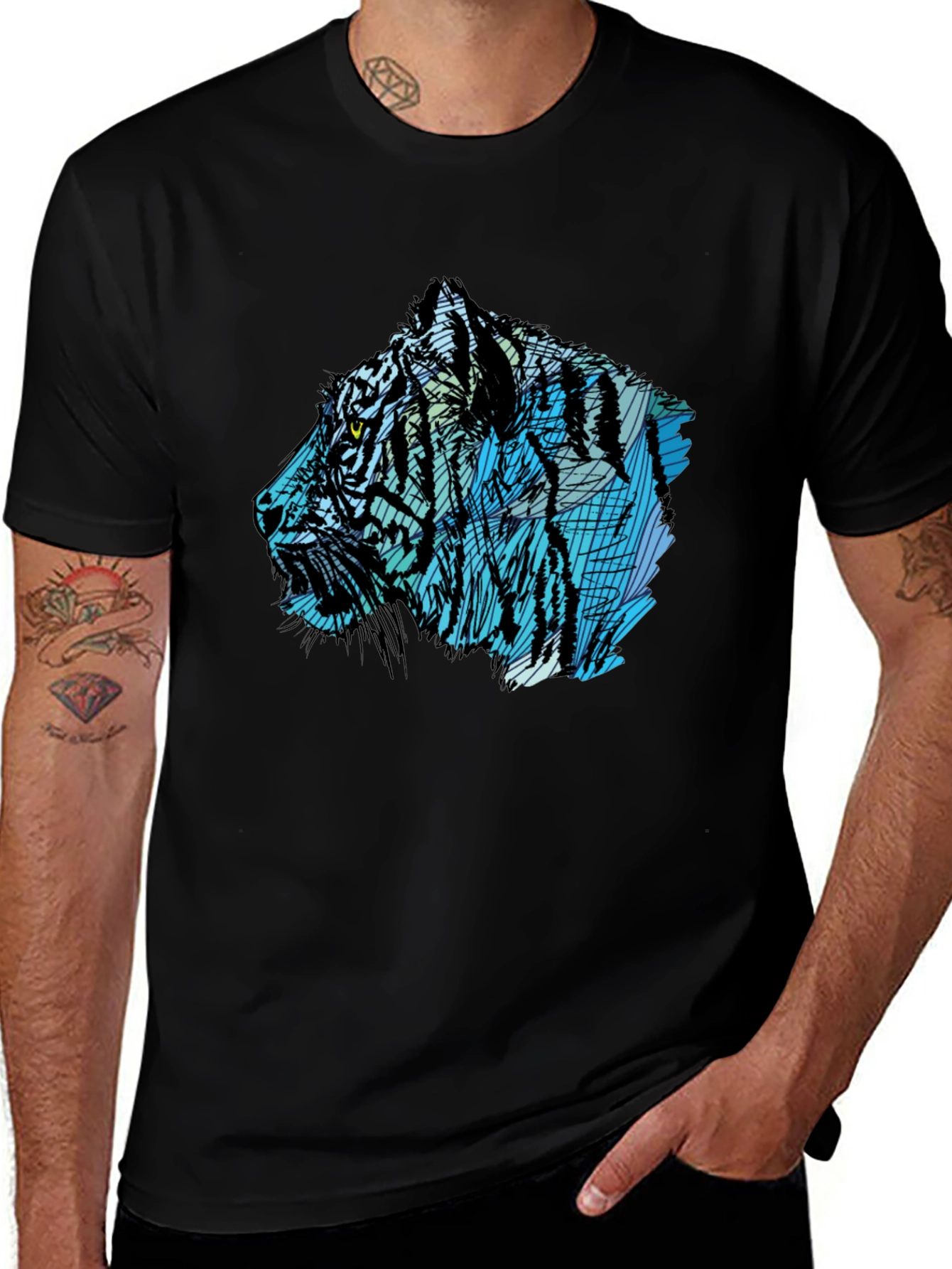 Variant 5 of Striking Tiger Graphic Tee - Bold Black Shirt